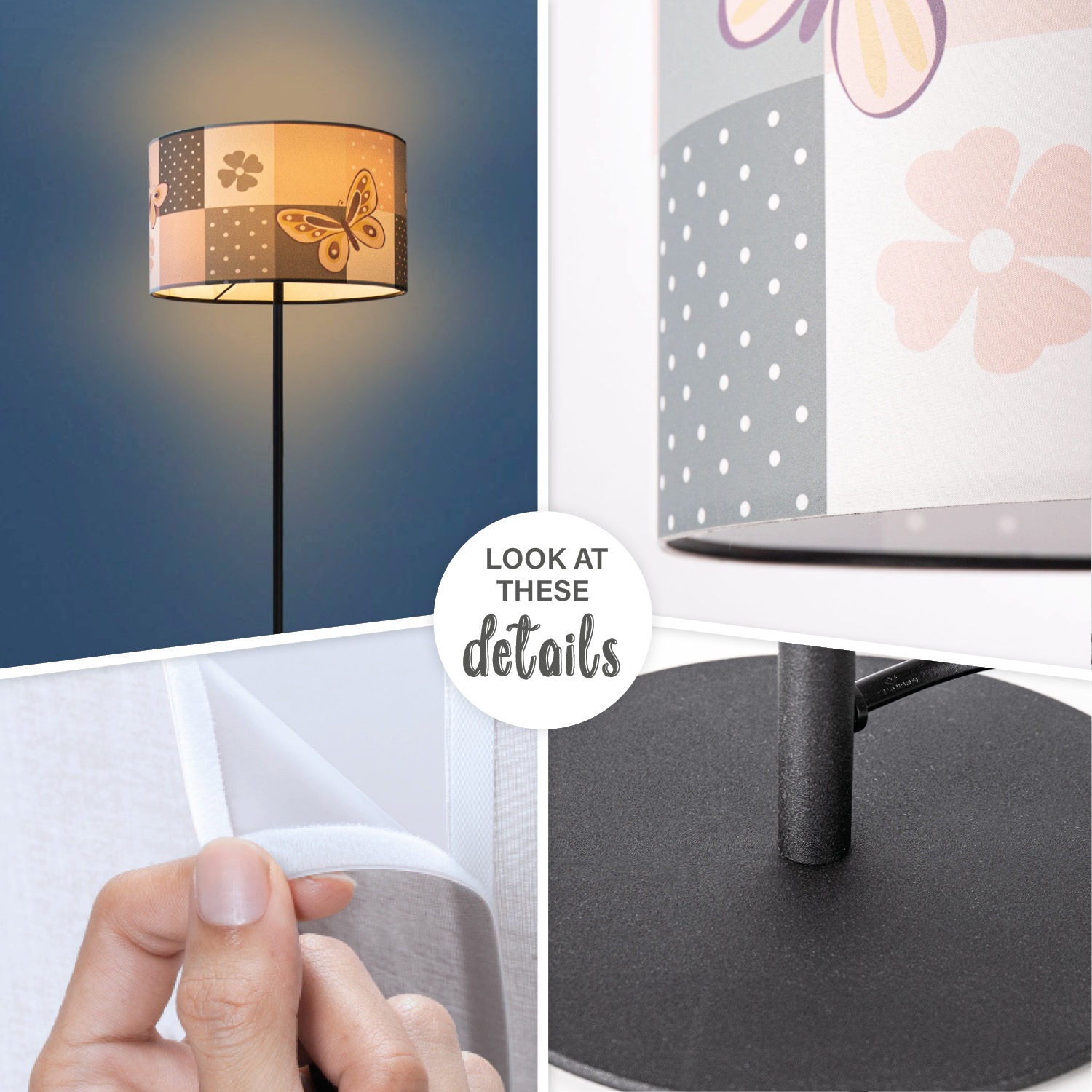 Paco Home Stehlampe »Cosmo 220«, 1 flammig, Leuchtmittel E27 | ohne Leuchtmittel, Lampe Kinderzimmer Kinderlampe Babyzimmer E27 Schmetterling Blumen