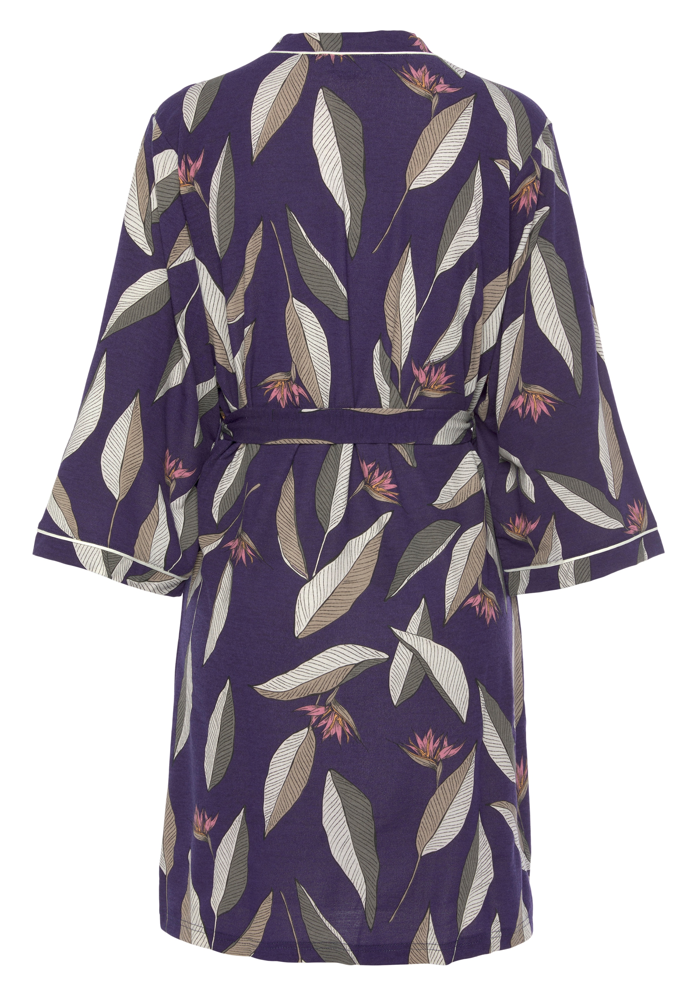LASCANA Kimono, in Wadenlänge und Kontrastpaspeln