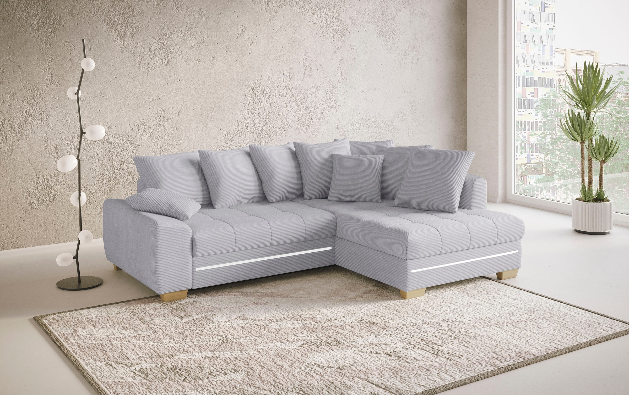 Mr. Couch Ecksofa »Nikita II, L-Form«, mit RGB-LED Beleuchtung, wahlweise mit Bett, Bettkasten, Kaltschaum