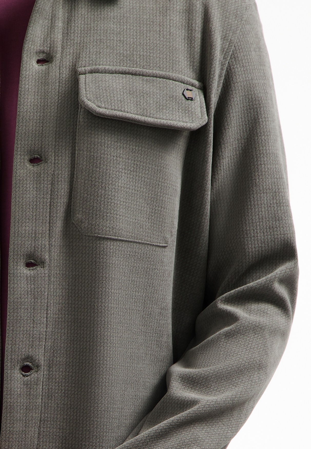 NO EXCESS Langarmhemd »No Excess Overshirt mit Knopfleiste«
