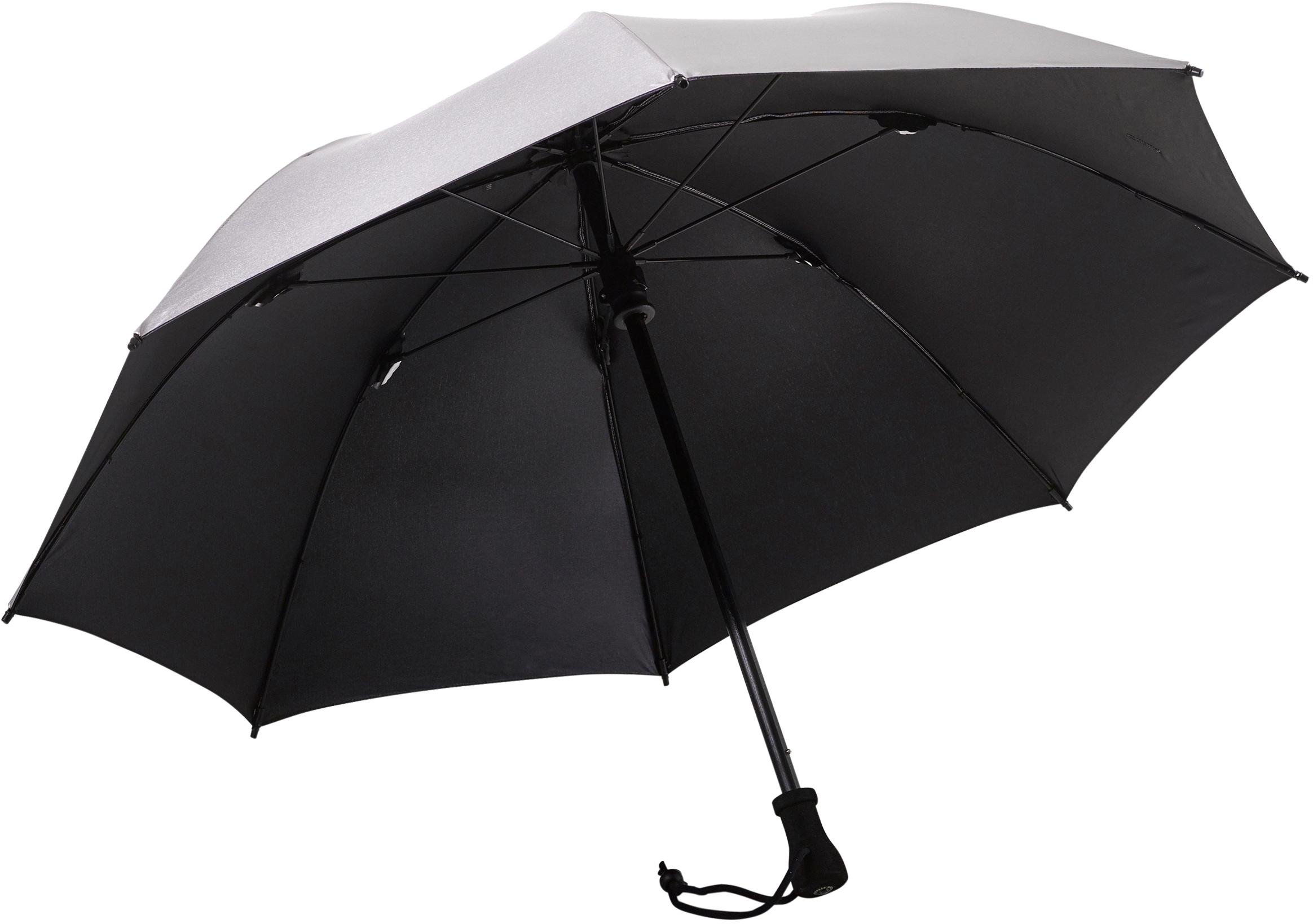 EuroSCHIRM® Stockregenschirm »birdiepal® outdoor, silber, extra stabil«, mit UV-Lichtschutzfaktor 50+, mit Schultertragegurt und Kompass