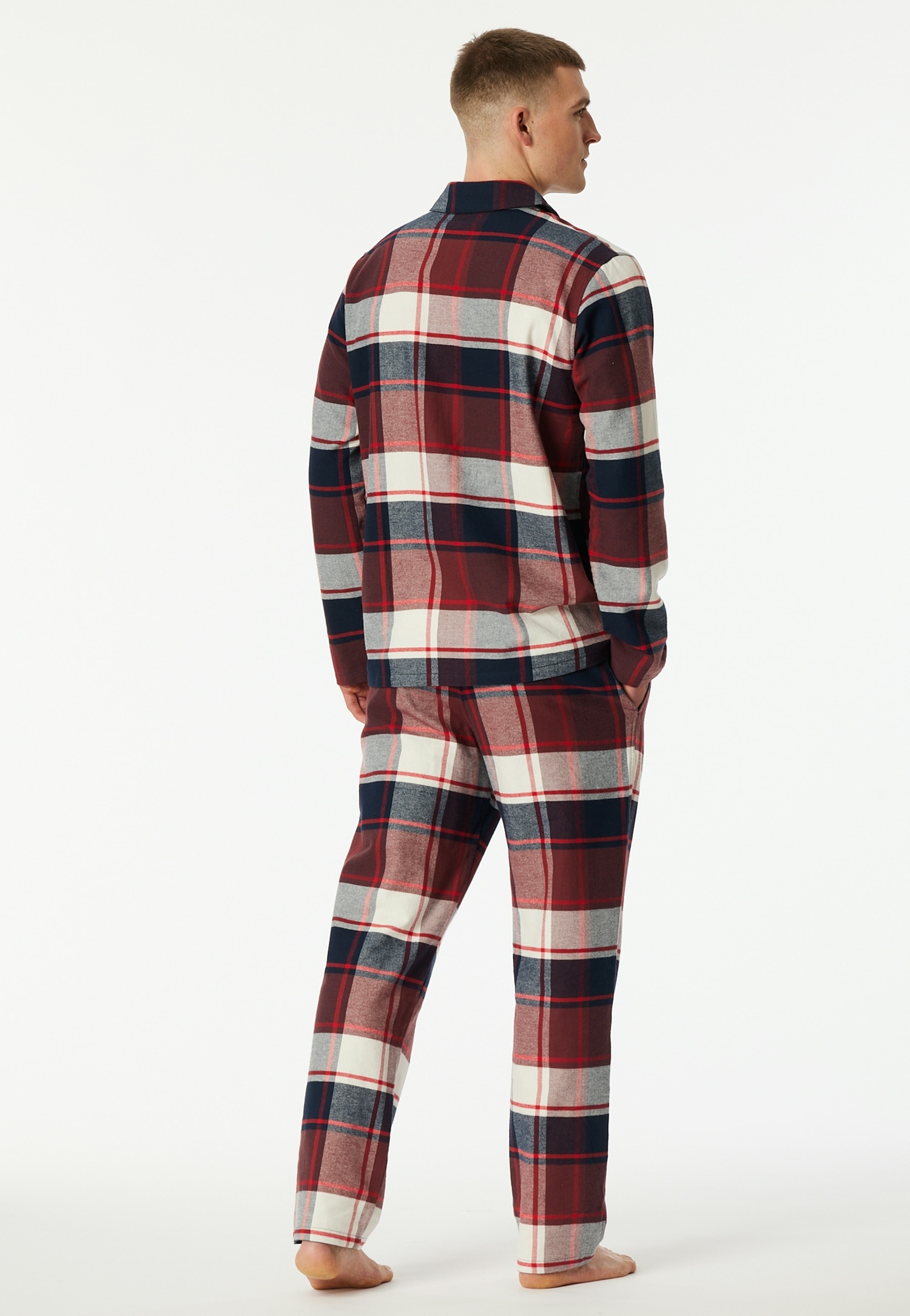 Schiesser Schlafanzug »Selected Premium Warming« 2 tlg. Brusttasche, Baumwolle, wärmend, Flanell, Langarm