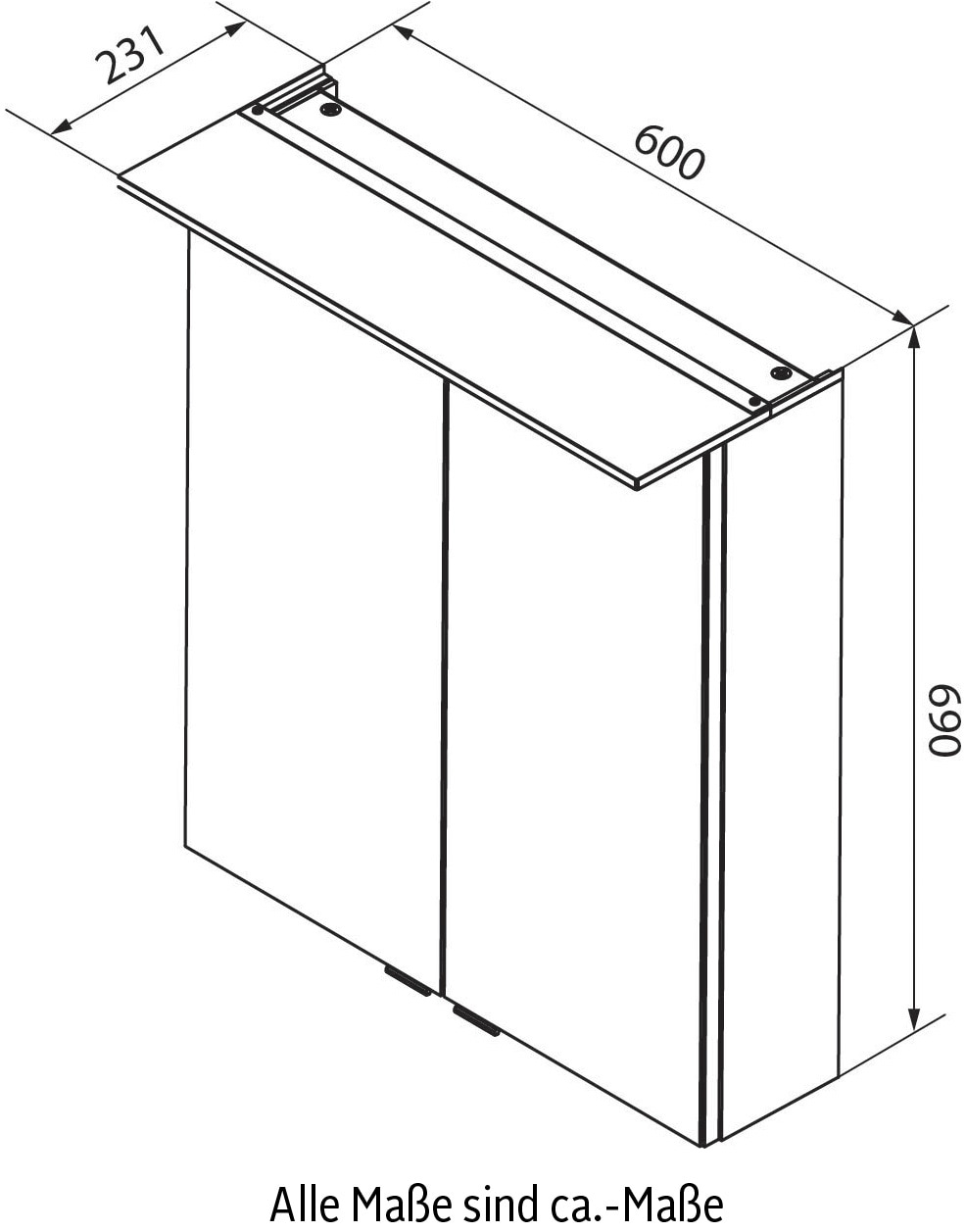 FACKELMANN Spiegelschrank »PE 60 - weiß«, Badmöbel Breite 60 cm, 2 Türen