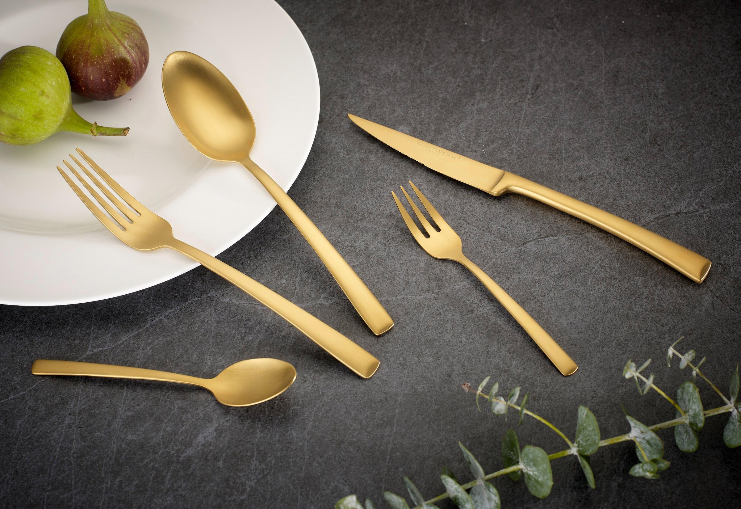 ECHTWERK Besteck-Set »Avelino«, (Set, 30 tlg.), Tafelbesteck, goldfarben, Geschenkkassette