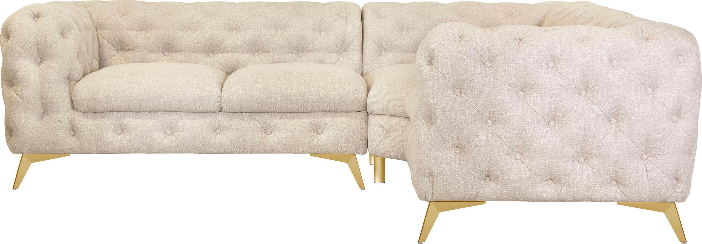 Leonique Chesterfield-Sofa »Ecksofa GLYNIS L-Form mit Wellenunterfederung, günstig online kaufen