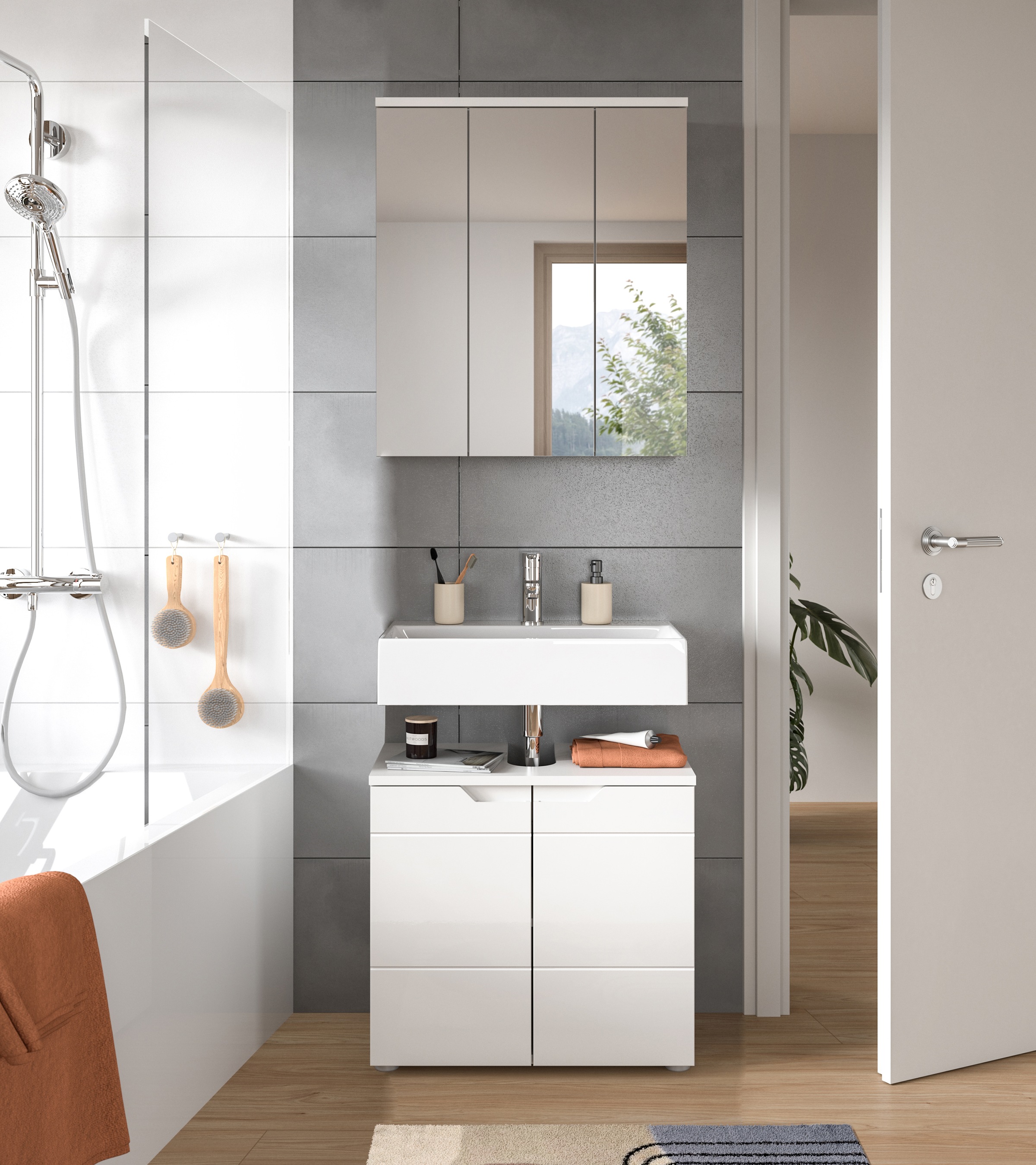 INOSIGN Badmöbel-Set »CAPRI, 2-teilig, mit eingefasster Griffmulde, bestehe günstig online kaufen