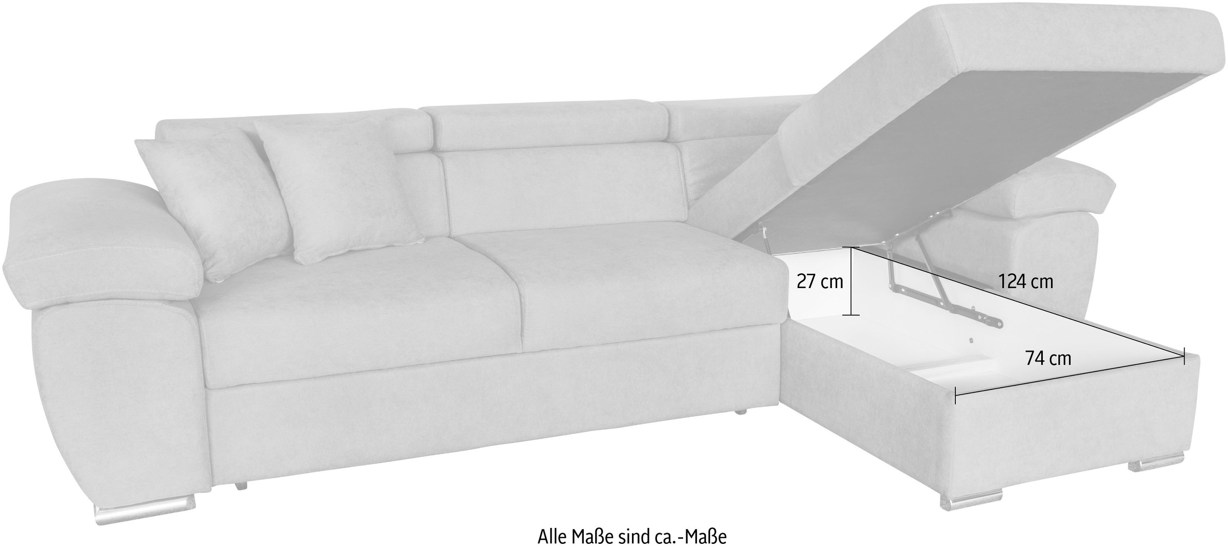 GEPADE Ecksofa »Conny, L-Form«, Schlaffunktion, Bettkasten, Recamiere beidseitig montierbar