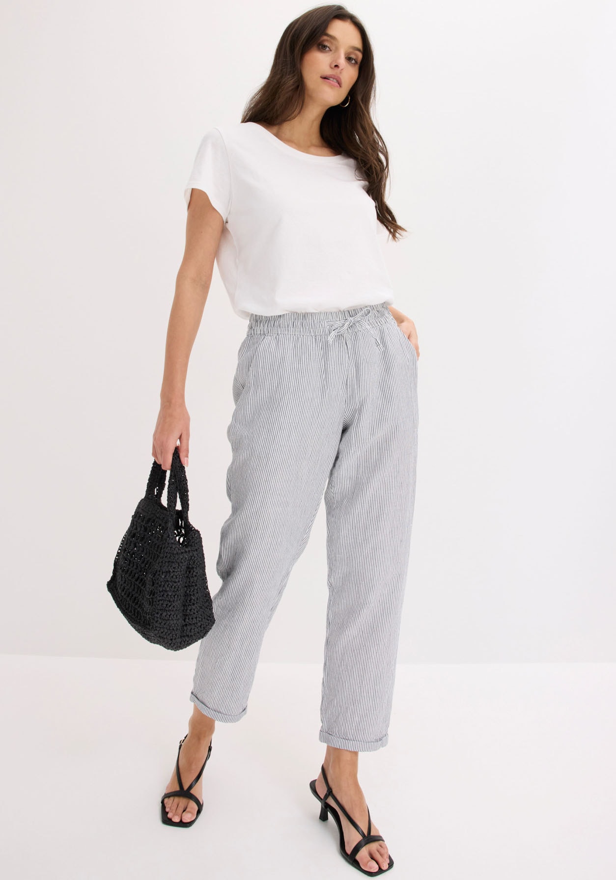 bonprix Leinenhose  aus Leinen und Lyocell, mit Elastik-Bündchen, Regular Fit