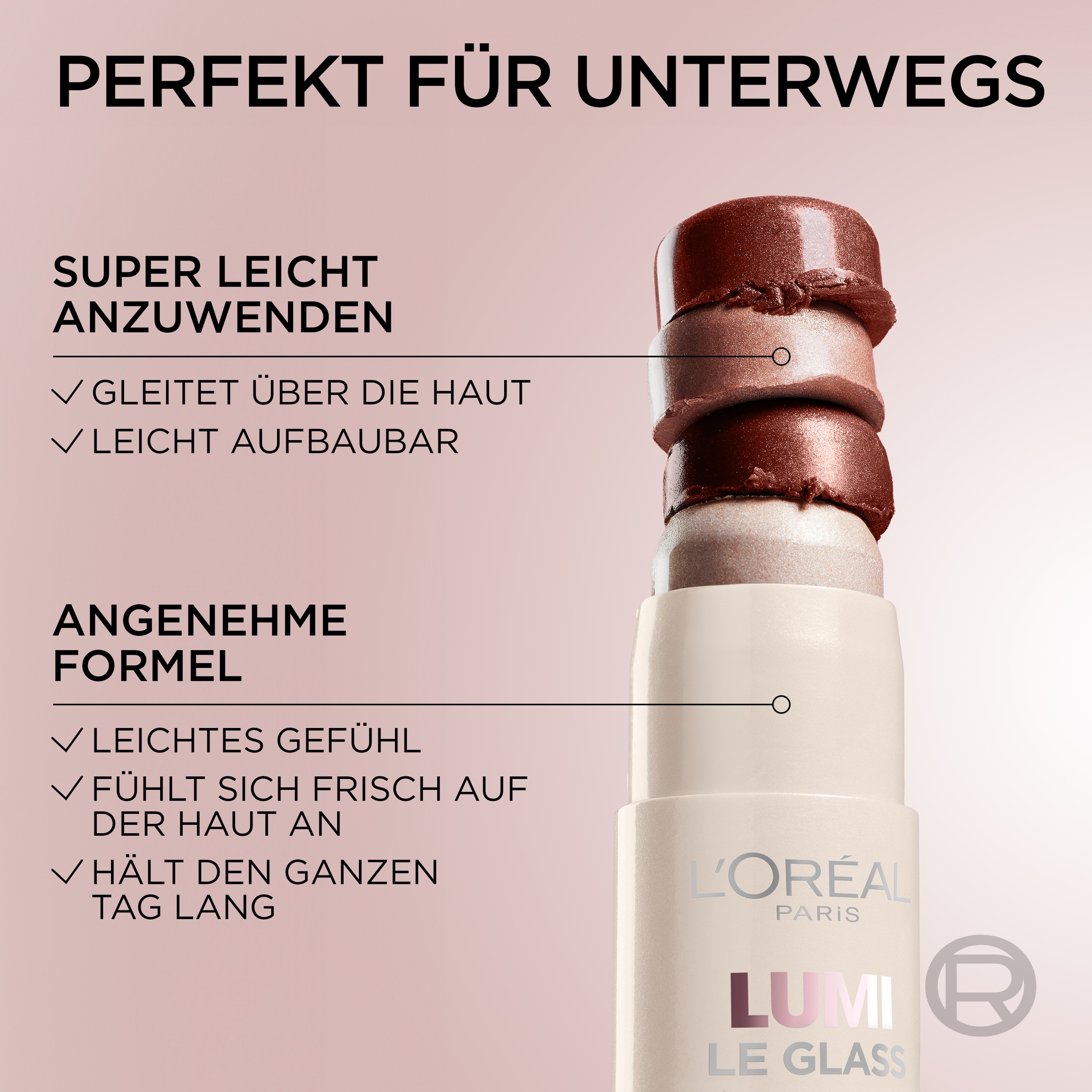 L'ORÉAL PARIS Highlighter »L'Oréal Paris Lumi Le Glass Highlighter Stick«, Reflektierender Wet-Look, hält den ganzen Tag, einfach aufzutragen.