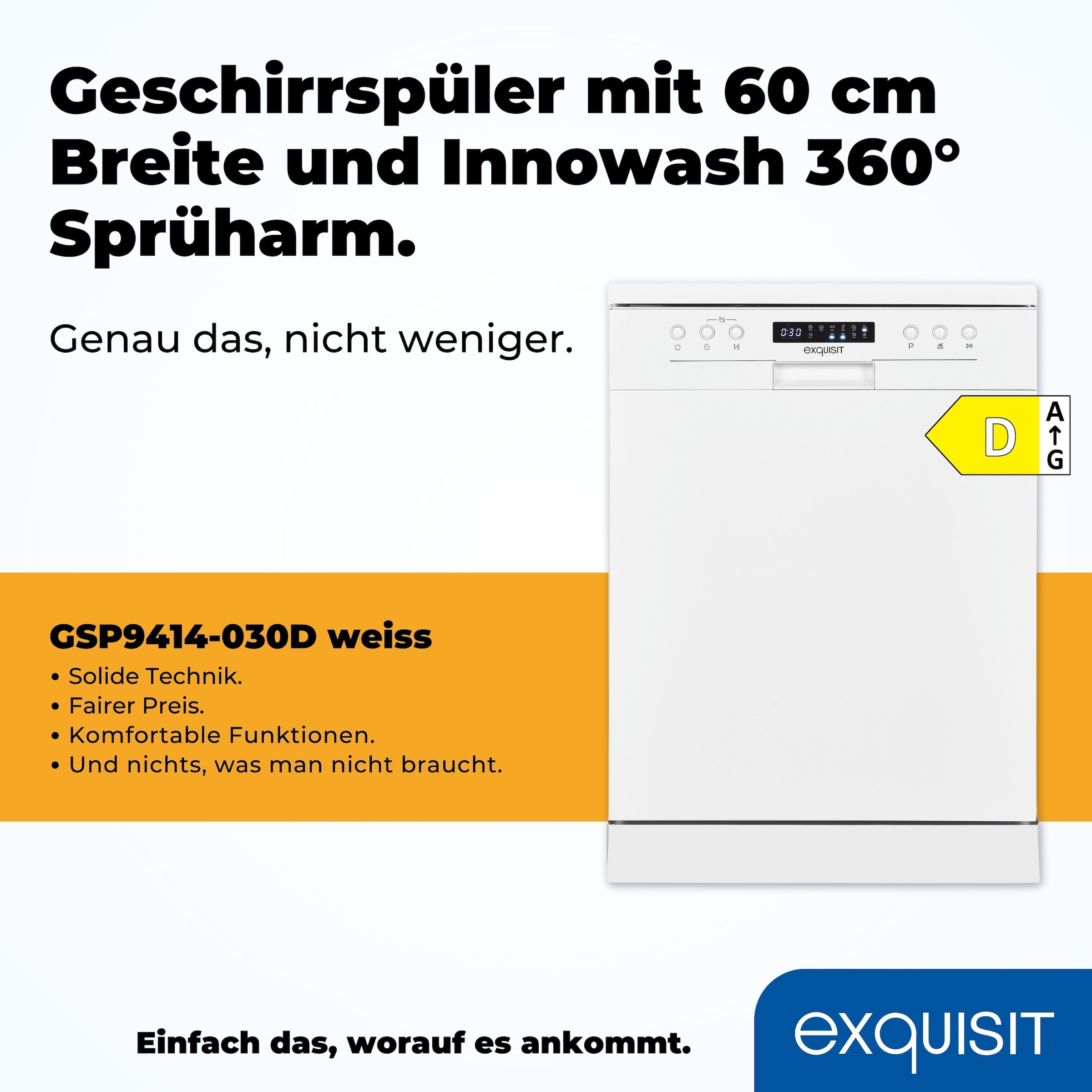 exquisit Standgeschirrspüler »GSP9414-030D weiss«, 14 Maßgedecke