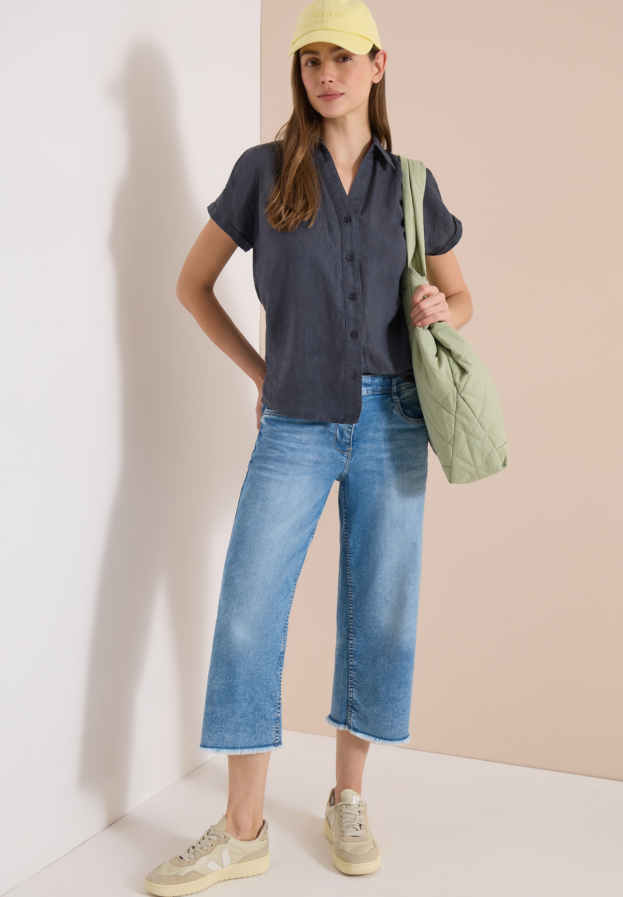 Cecil 3/4-Jeans Loose Fit mit hoher Leibhöhe und weiter Beinform