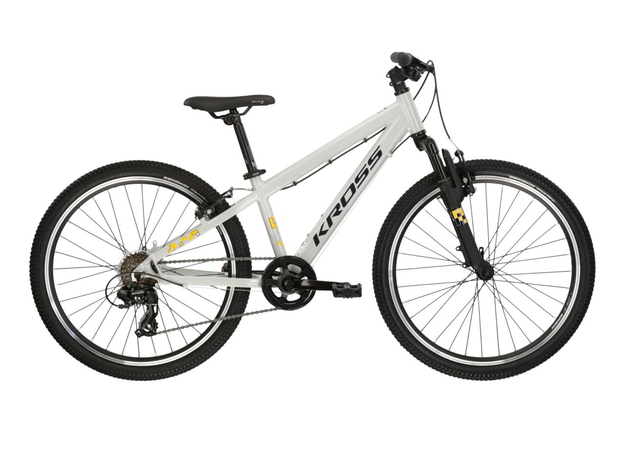 Kross Kinderfahrrad »KROSS Kinderad 24" Dust JR 1.0 Grau 8 Gänge« 8 Gang Shimano TOURNEY TX800 Schaltwerk Kettenschaltung