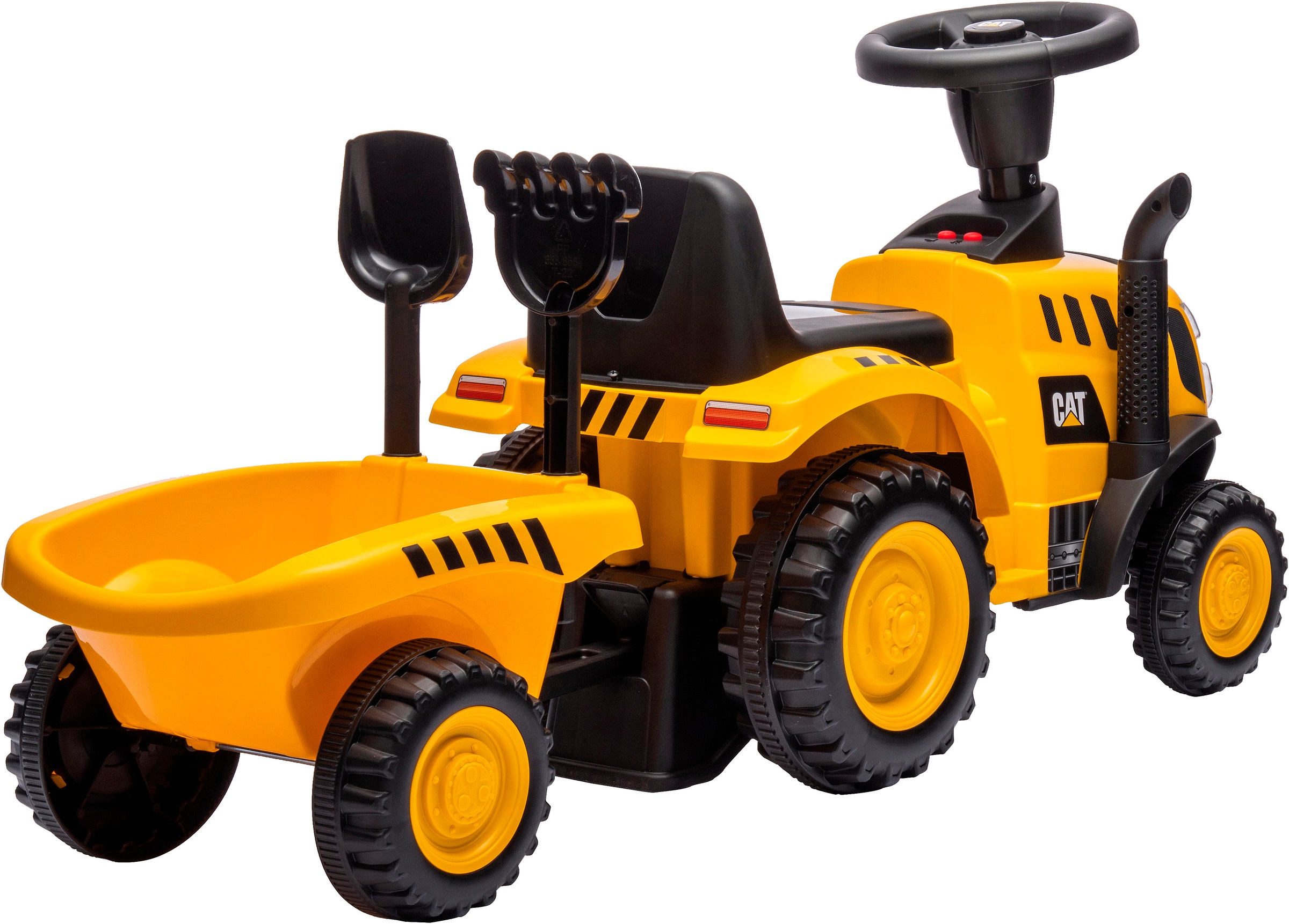 Jamara Rutscher »Caterpillar Traktor mit Anhänger 2in1, gelb«, mit Licht- und Soundeffekten sowie Hupe