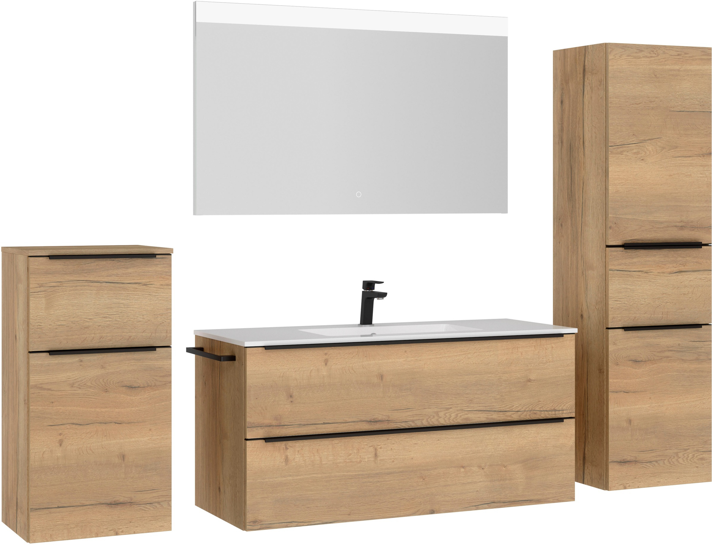 nobilia® Badmöbel-Set »Levere« vormontiert, mit Soft-Close, 4 Stk. tlg. günstig online kaufen