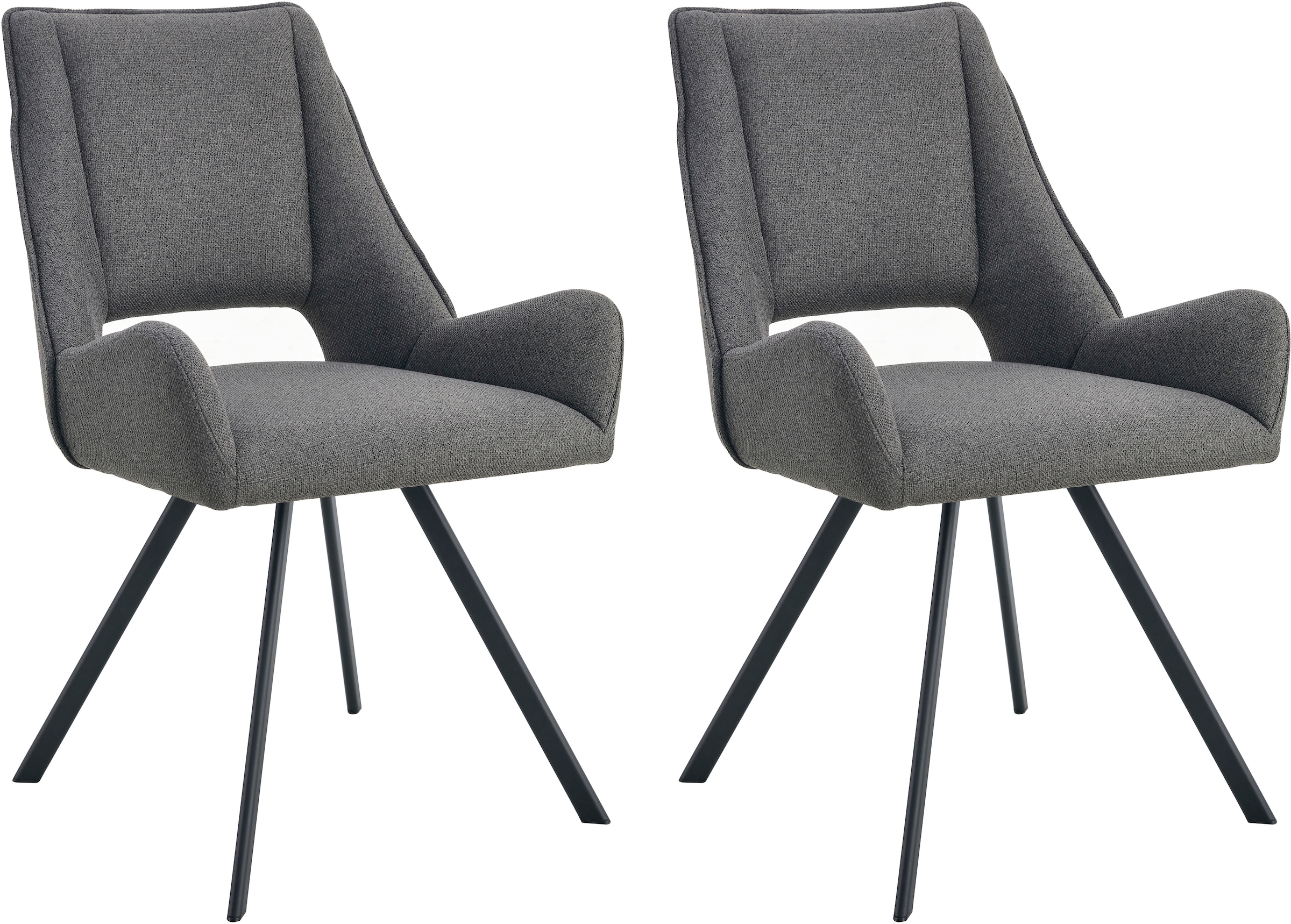 Home affaire Esszimmerstuhl »AIRDRIE, 2er Set, mit Metallgestell in matt schwarz« (Set) 2 Stk.in verschiedenen Farben, Belsatbarkeit pro Stuhl 120 kg