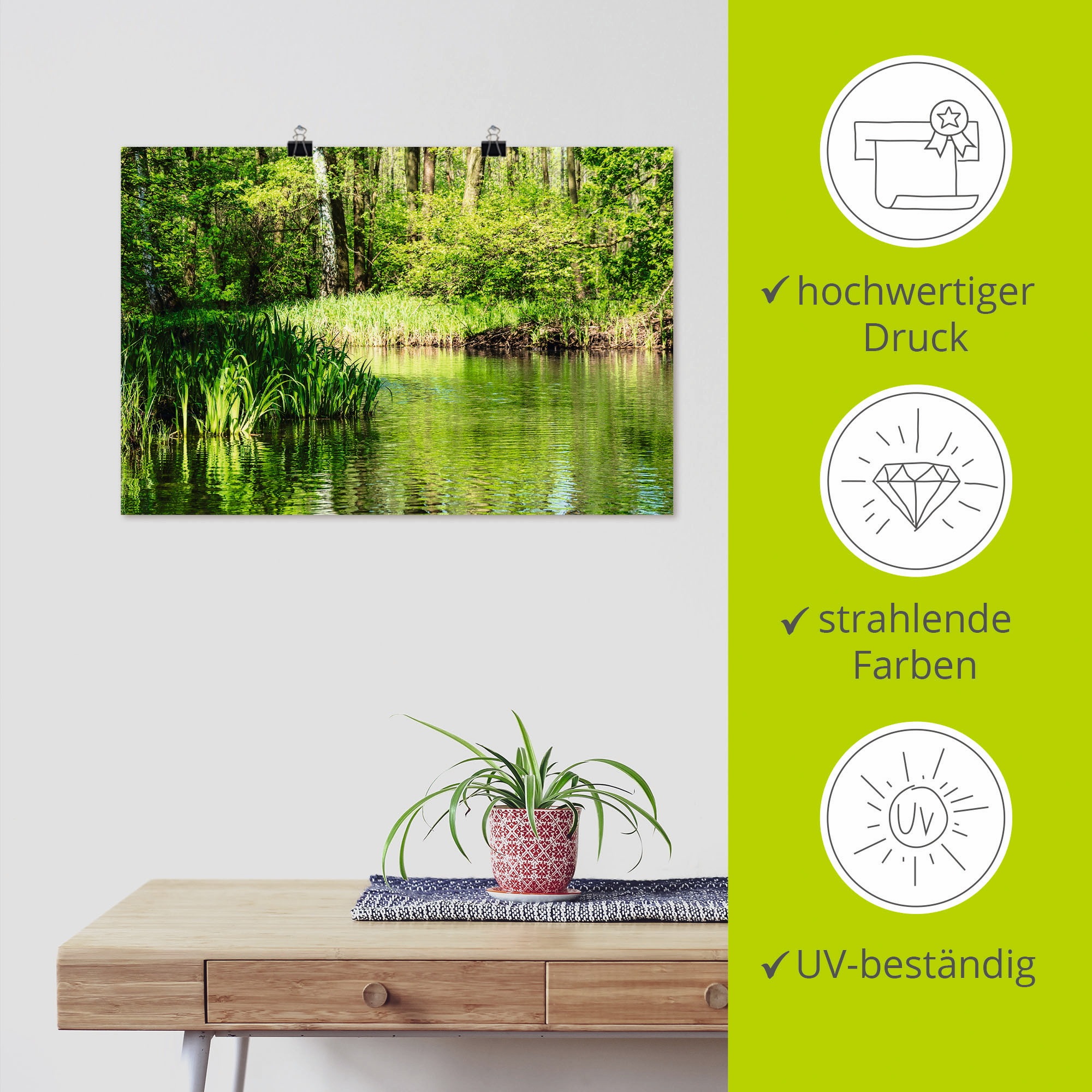 Artland Poster »Landschaft im Spreewald bei Lübbenau II«, Wald, (1 St.), als Alubild, Leinwandbild, Wandaufkleber oder Poster in versch. Größen