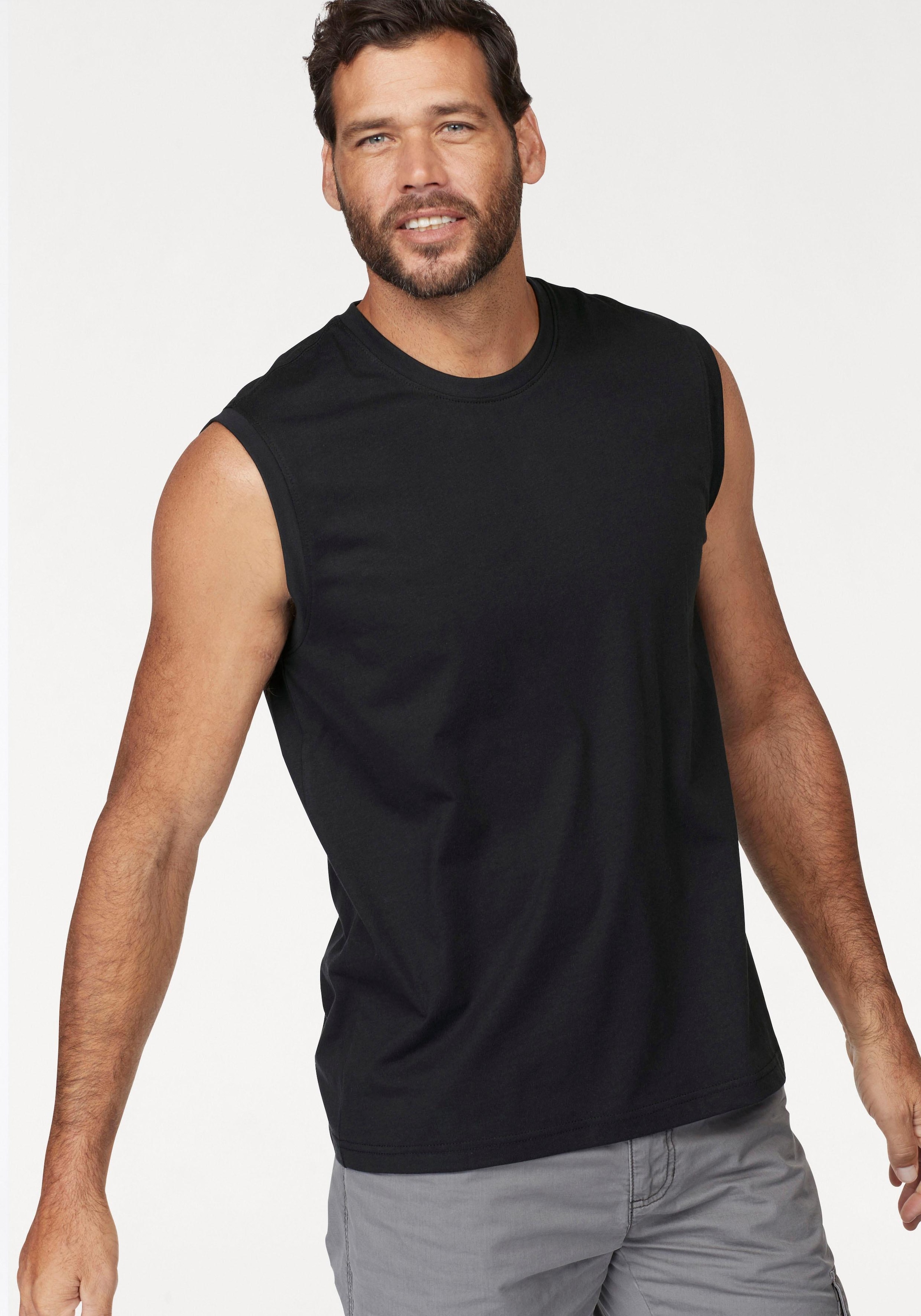 Man's World Muscleshirt, (2er-Pack), ärmellos, bedruckt, Rundhalsausschnitt, aus 100% Baumwolle