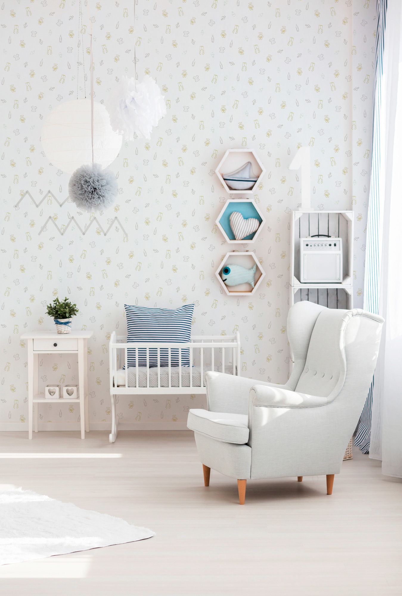 living walls Vliestapete »Little Stars«, Strukturmuster-gemustert-Motiv, Tapete Kinder Metallic Tapeten Kinderzimmer Schlafzimmer Design Optik