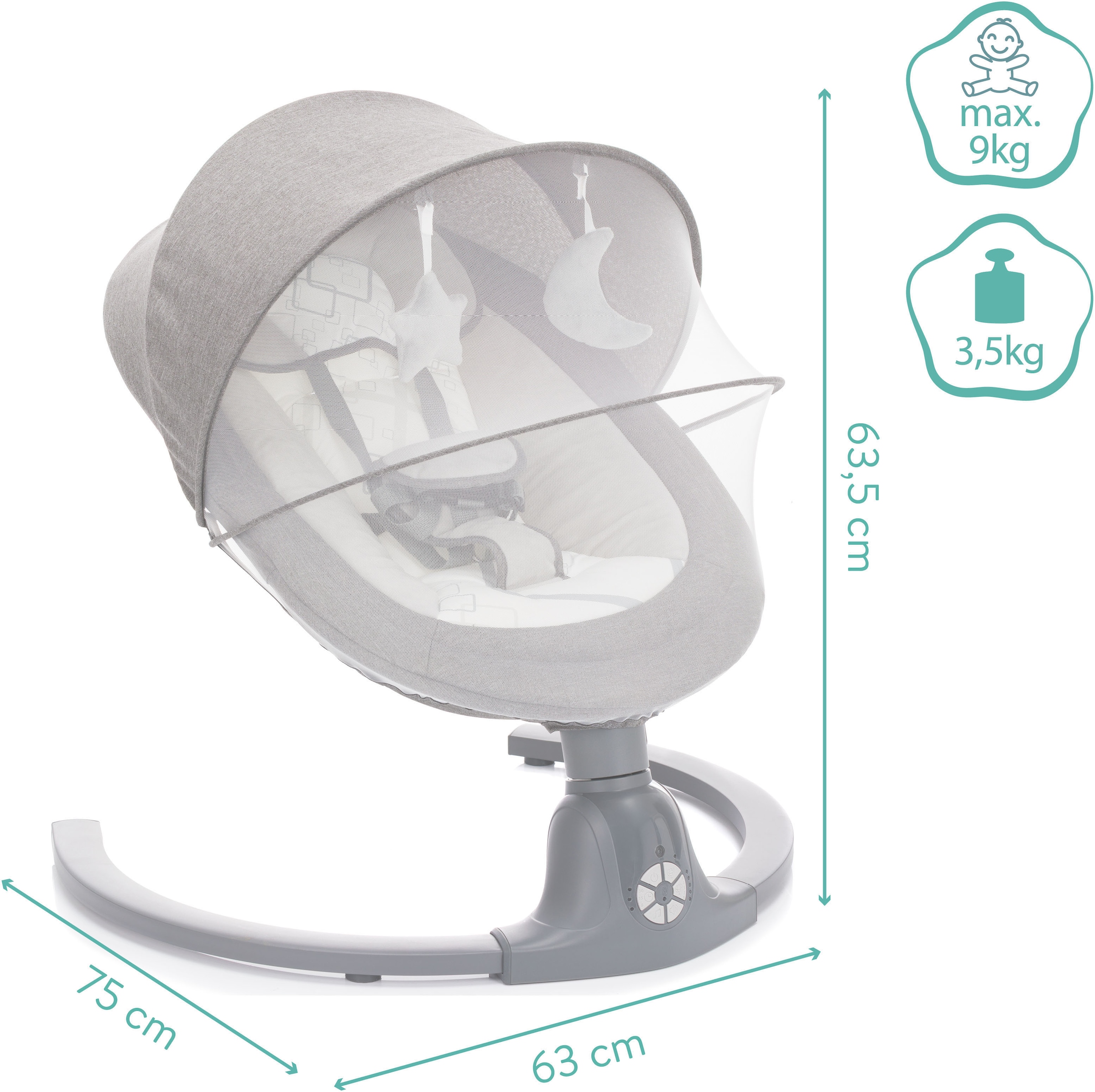 Fillikid Babywippe »Stella« bis 9 kg elektrisch; intelligente KI-Bewegungserkennung