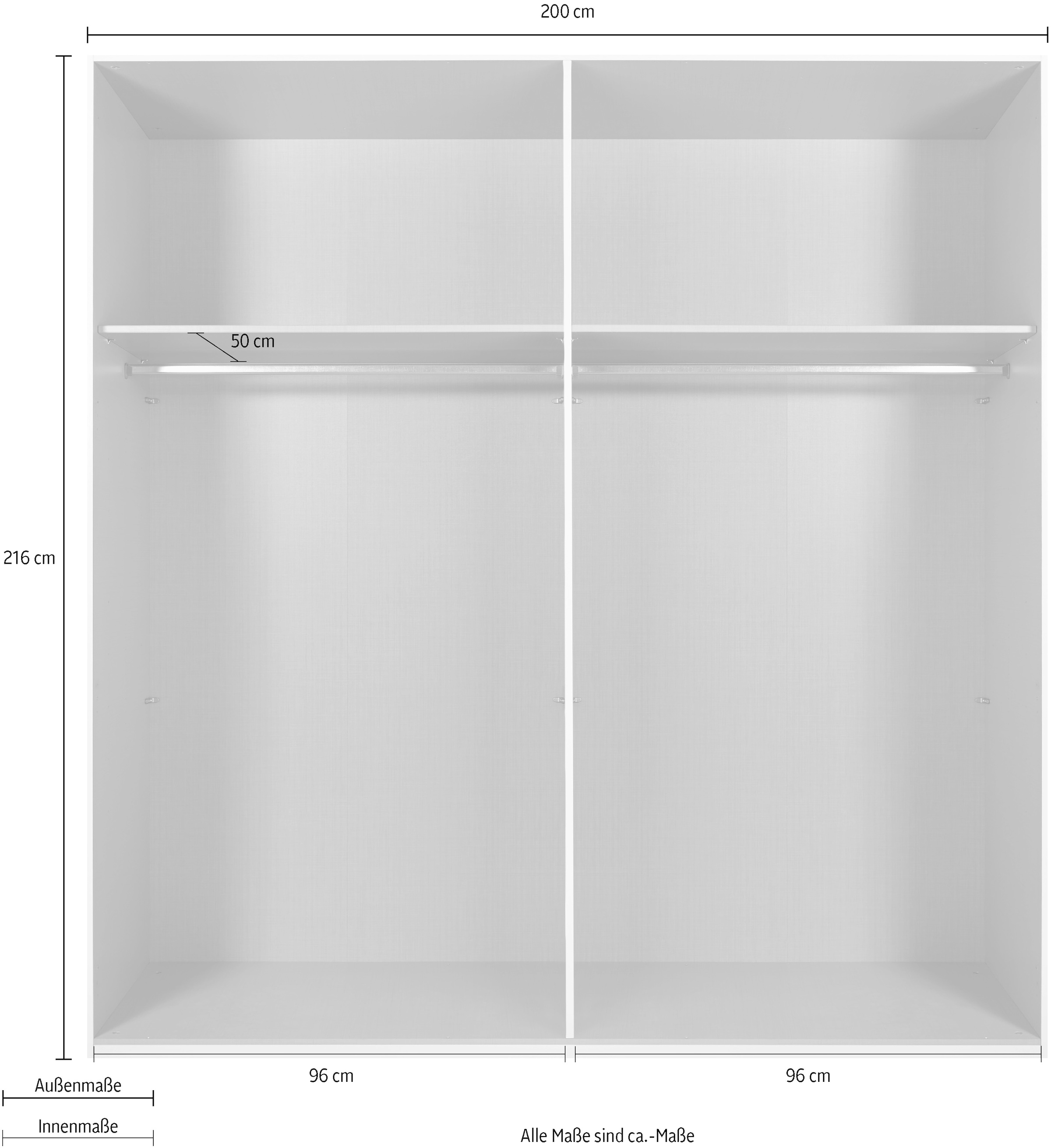 Wimex Drehtürenschrank »Rimini by fresh to go, 200, 250 oder 300cm Breite, 216cm hoch«, LED Bleuchtung inklusive, mit Glasfronten, Metallgriffen