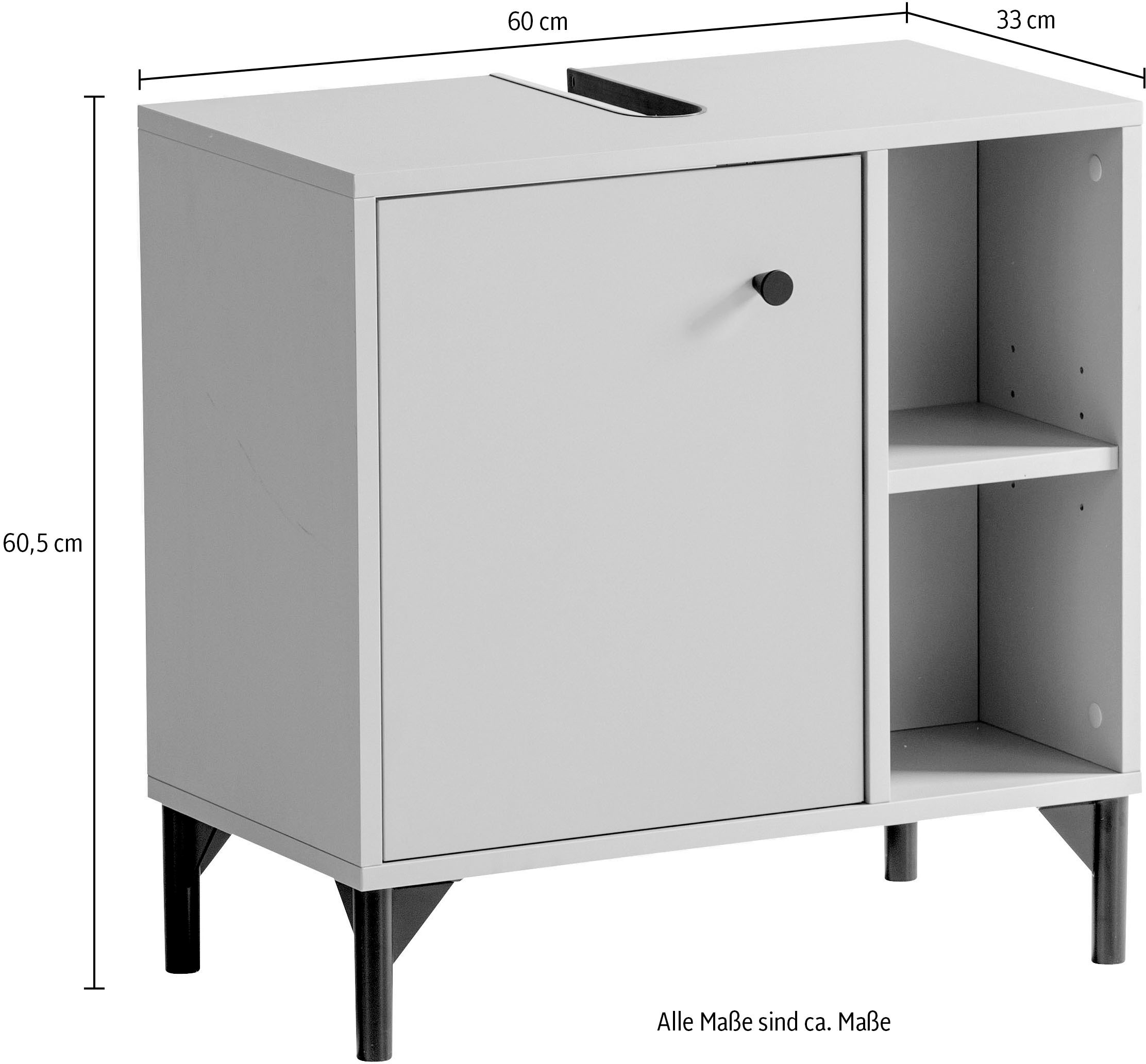 Schildmeyer Waschbeckenunterschrank »Smash«, Breite 60 cm (1-St) Apricot Dekor, mit Metallbeschlägen