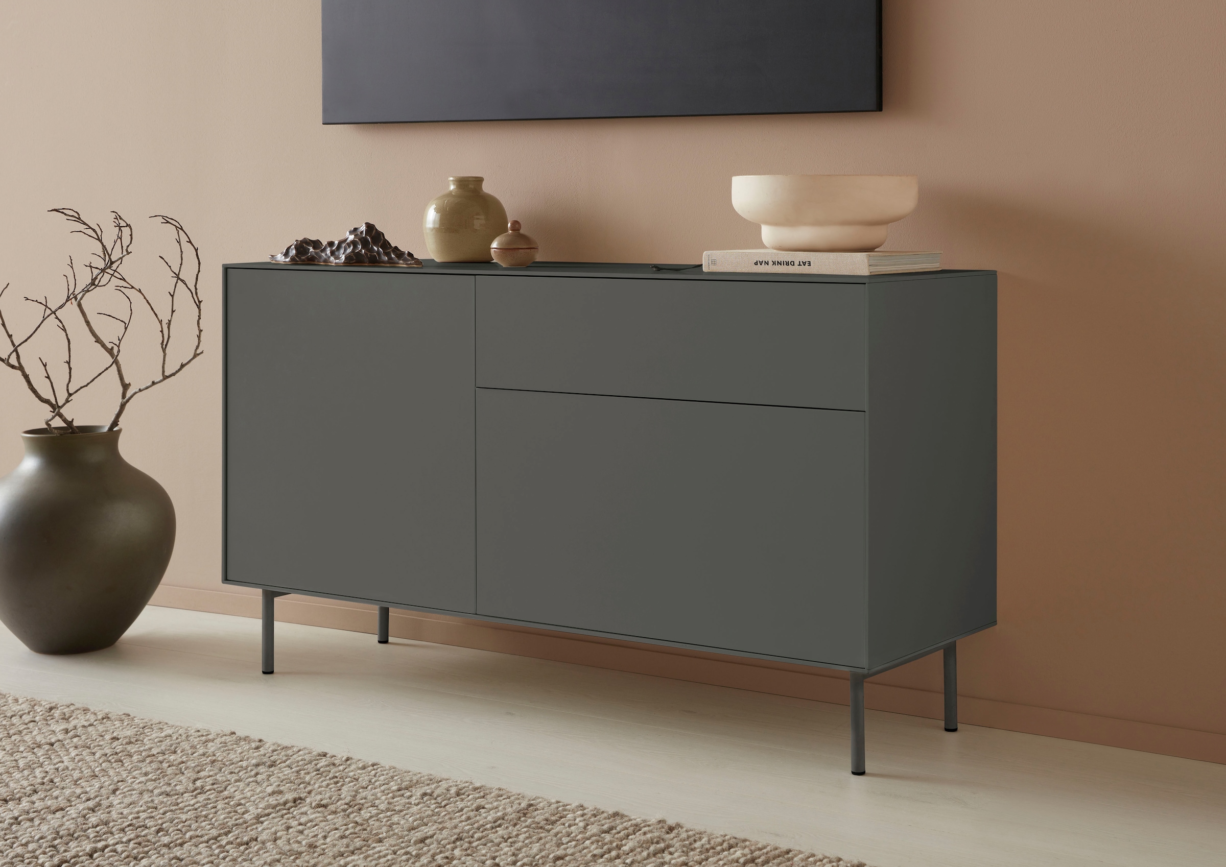 LeGer Home by Lena Gercke Lowboard »Essentials«, Breite: 127 cm, MDF lackiert, Push-to-open-Funktion