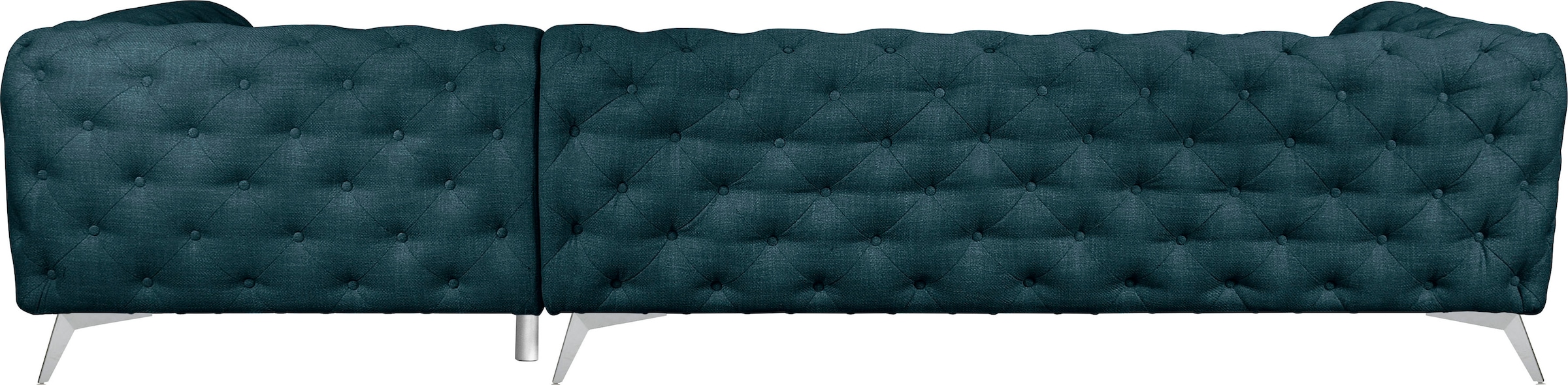 Leonique Chesterfield-Sofa »Ecksofa GLYNIS L-Form mit Wellenunterfederung, Maße B/T/H 323/264/75cm«, aufwändige Knopfheftung, moderne Chesterfield Optik, Fußfarbe wählbar