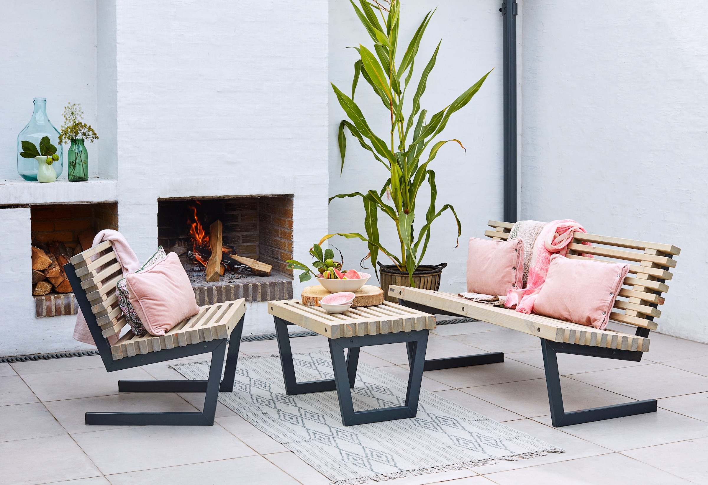 PLUS Gartenlounge-Set »»Siesta« Loungeset 2«, (3 tlg.), bestehend aus: Sofa, Stuhl und Bank/Tisch