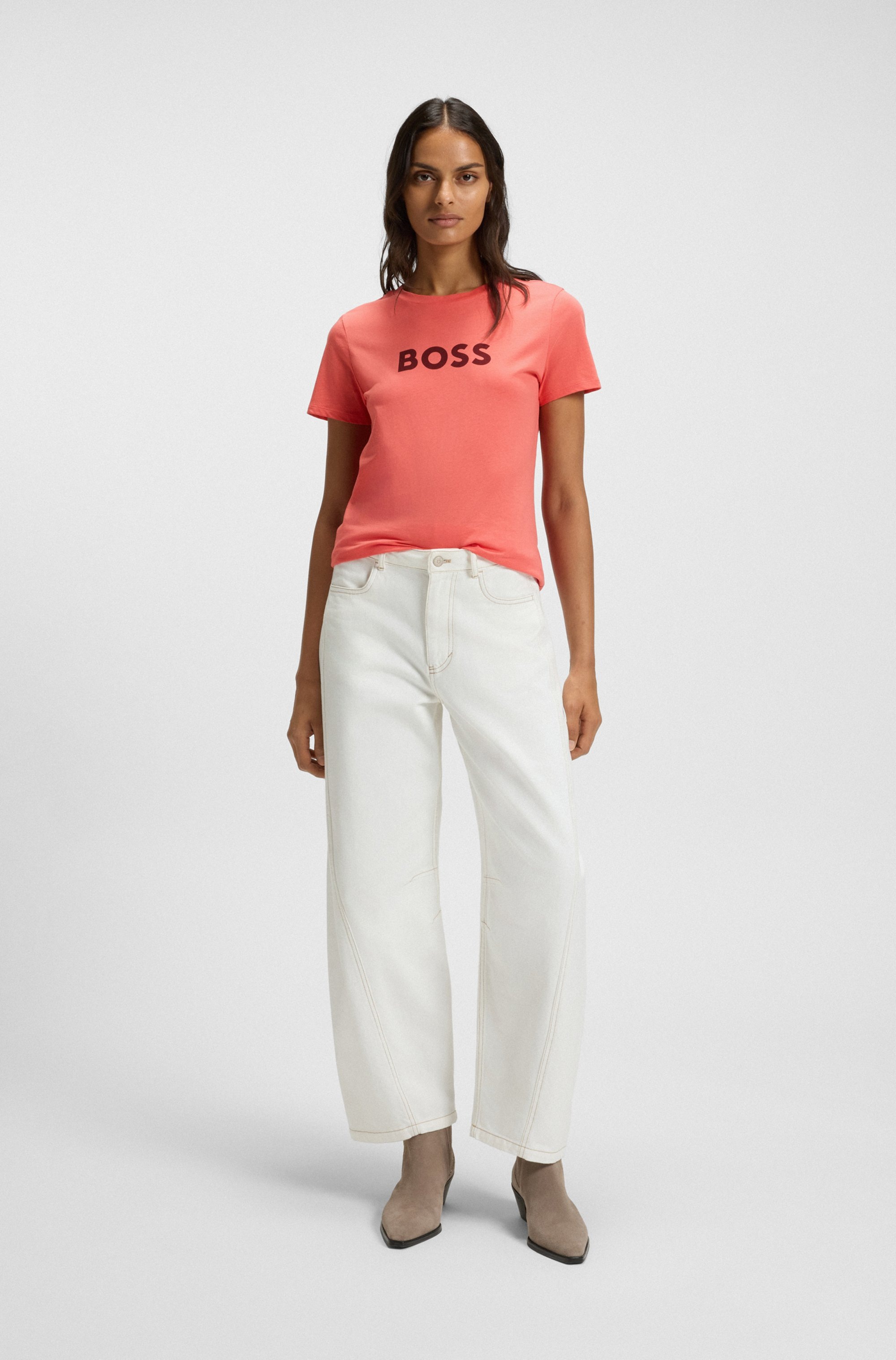 BOSS ORANGE T-Shirt »Elogo Premium Damenmode« mit BOSS-Schriftzug