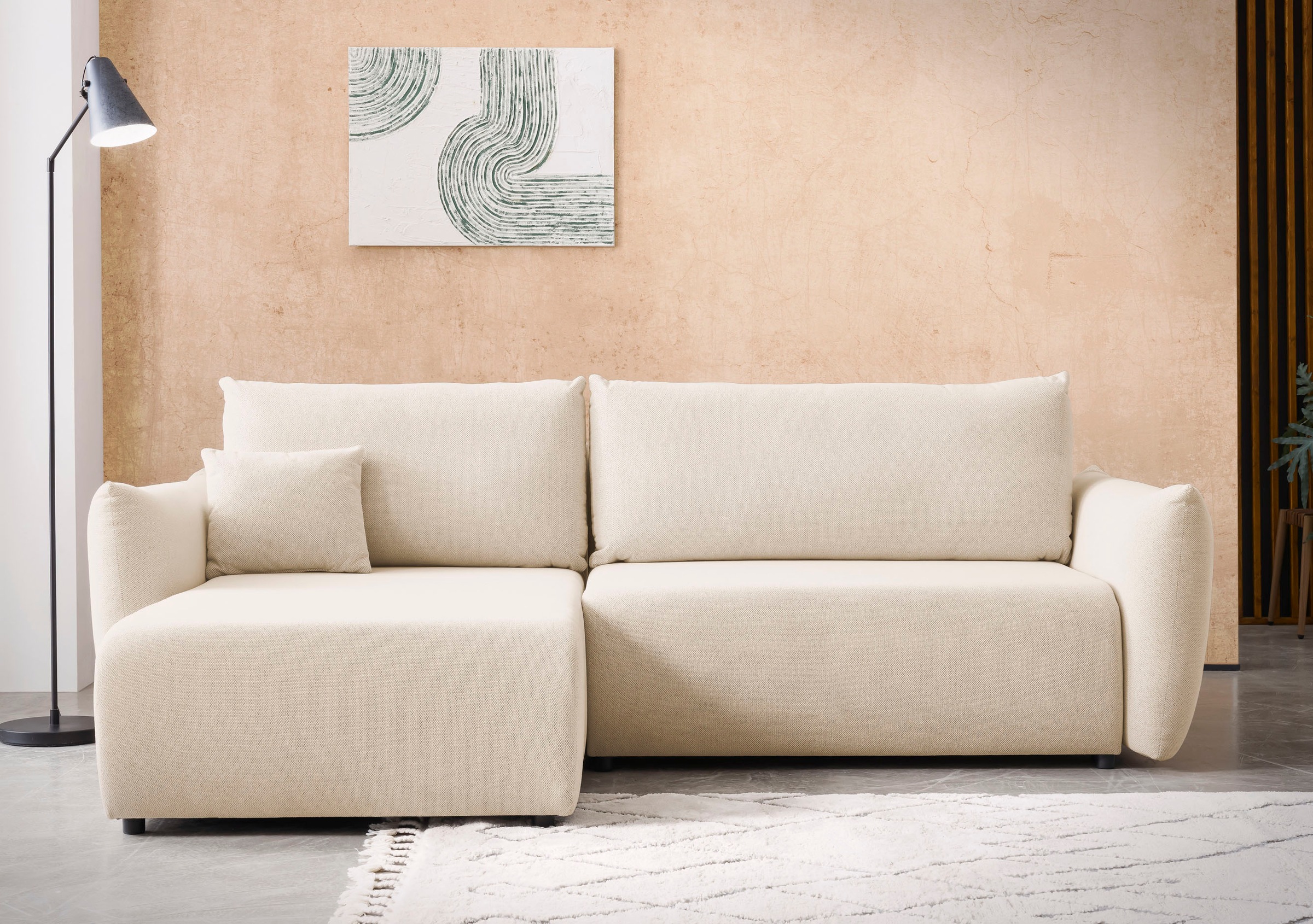 Home affaire Ecksofa »MAVAS Schlafsofa mit Bettkasten, L-Form,« ca.257/127c günstig online kaufen