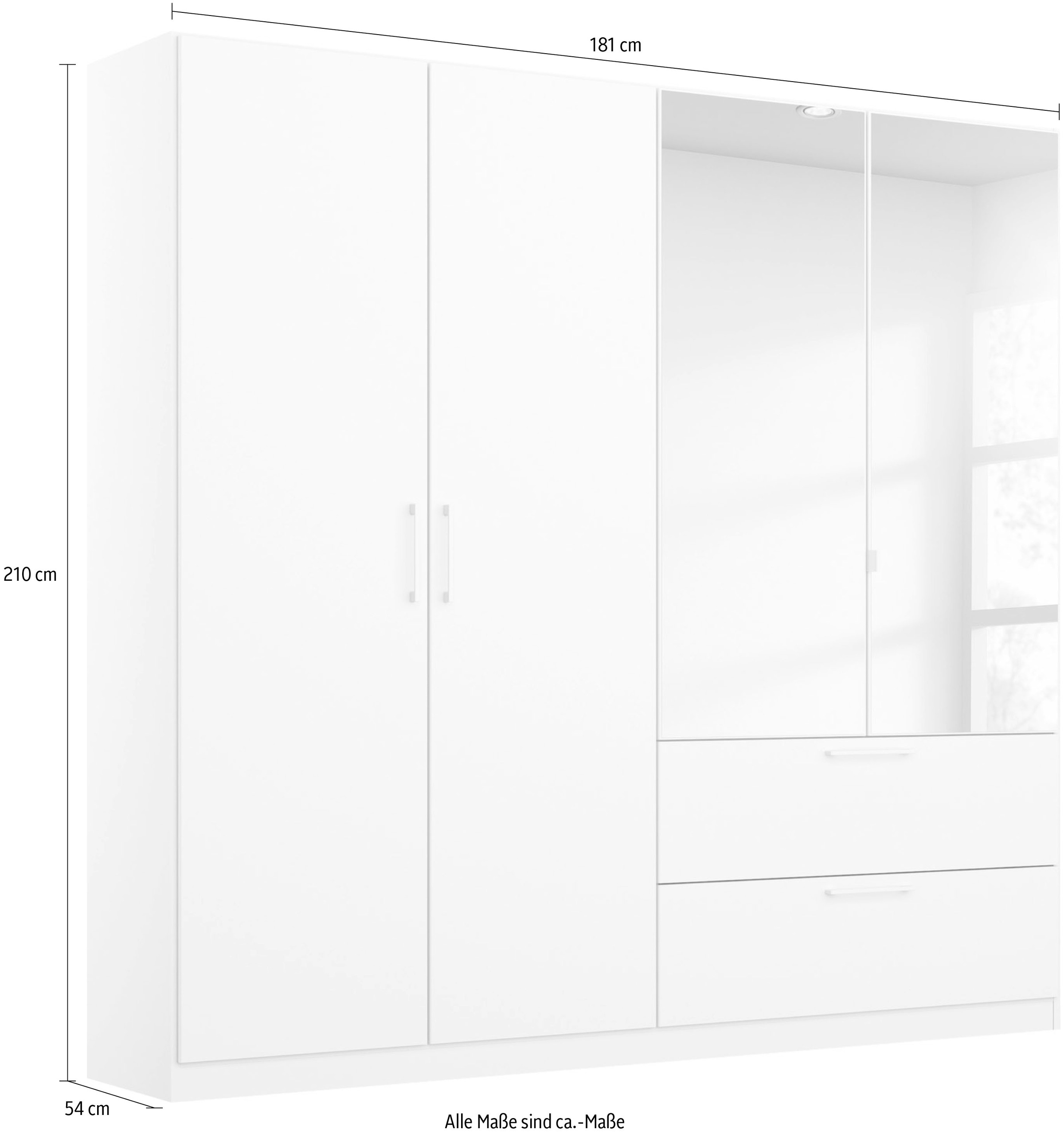 INOSIGN BY RAUCH Drehtürenschrank »Kleiderschrank Schrank Garderobe Wäscheschrank CHALLENGER«, mit Spiegeltüren und geräumigen Schubladen MADE IN GERMANY