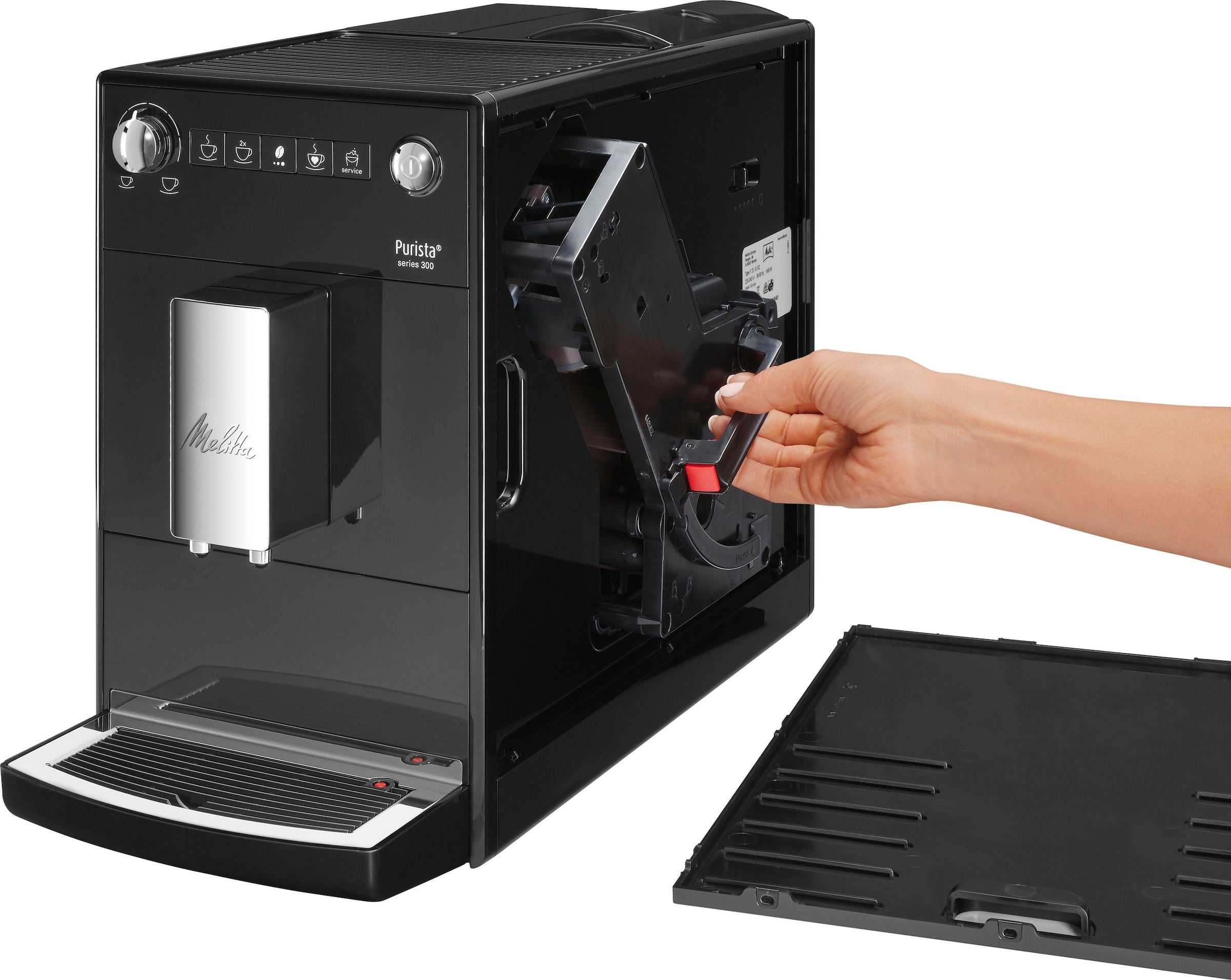 Melitta Kaffeevollautomat »Purista® F230-101, silber/schwarz«, Lieblingskaffee-Funktion, kompakt & extra leise