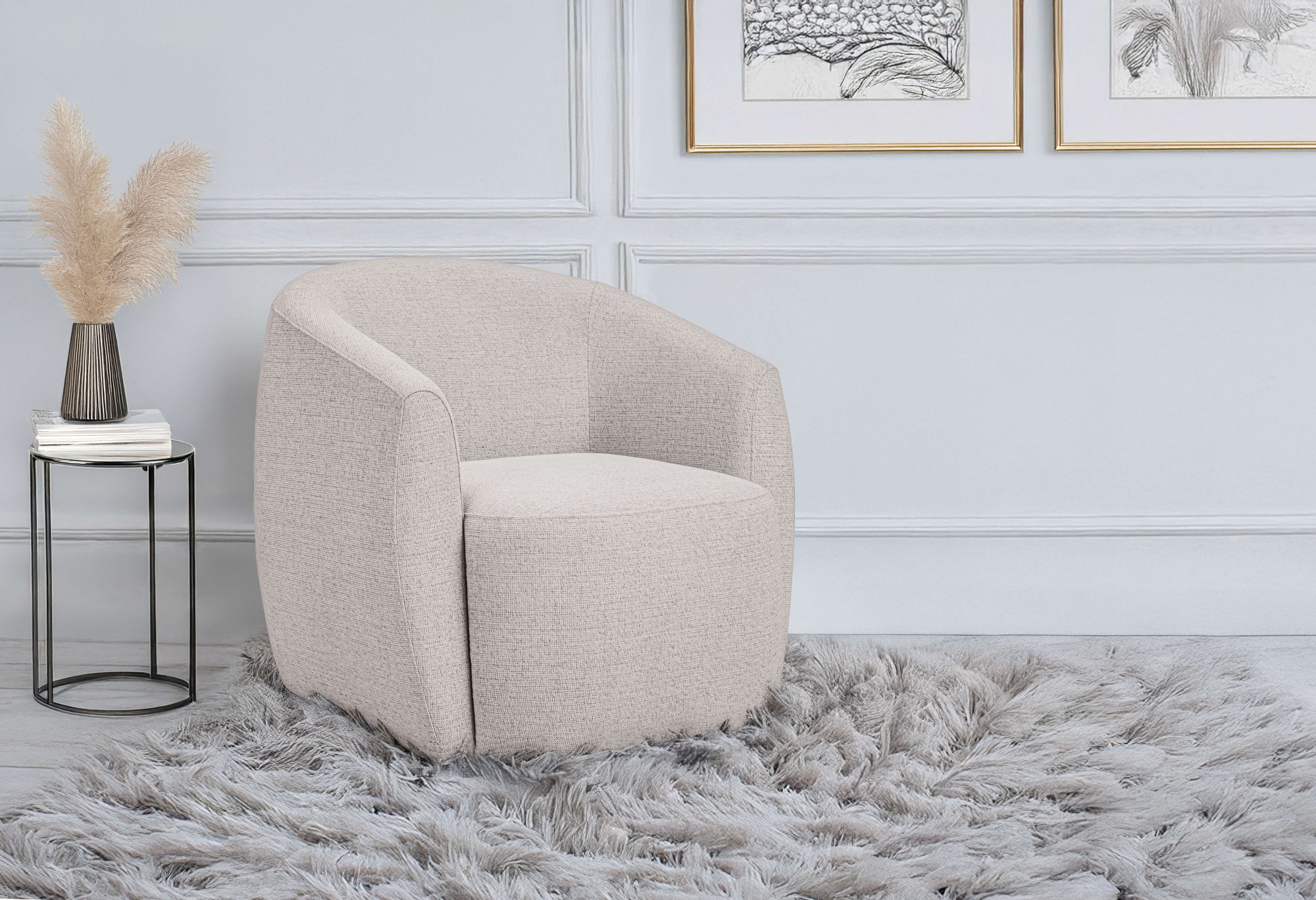 andas Drehsessel »Vallsta«, Breite 85 cm, Chenille oder Boucle Stoff, Drehf günstig online kaufen