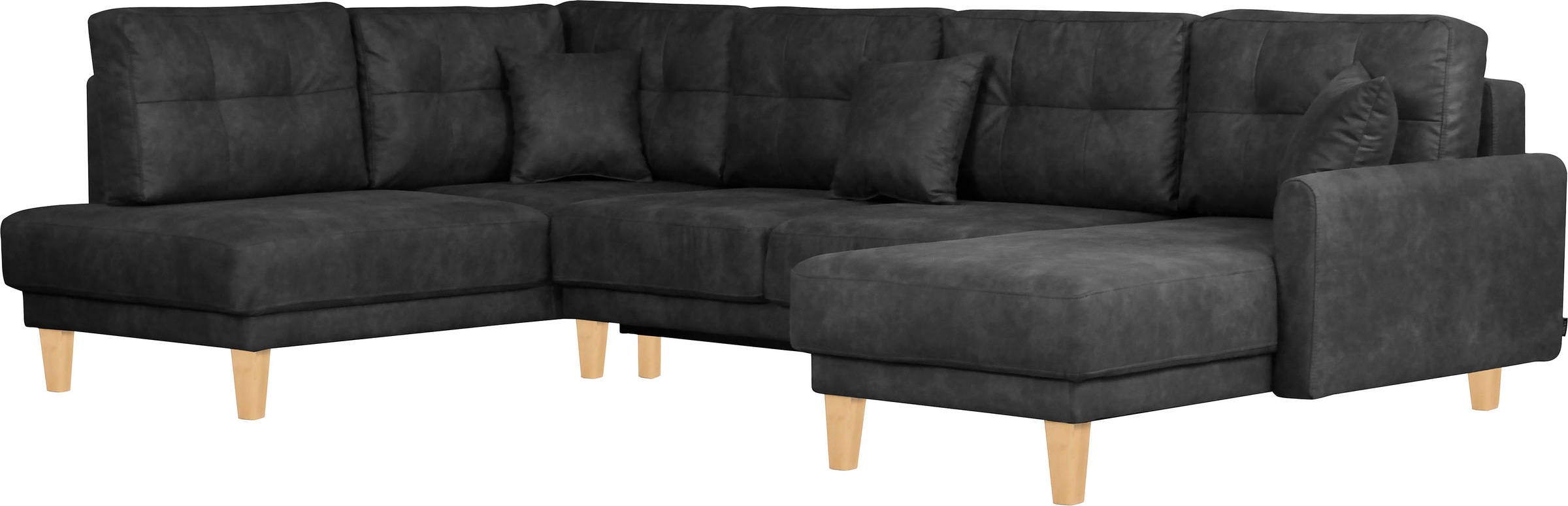 Home affaire Wohnlandschaft »TRIPLO U-Form wahlweise mit Schlaffunktion, B/T/H: 310/192/90 cm«, Schlafsofa, auch mit Bettkasten, Steppung im Rückenkissen