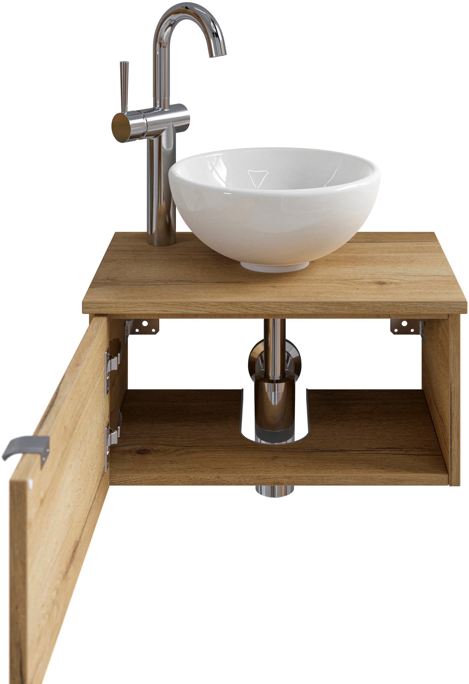 Saphir Waschtisch »Serie 6915 Waschschale mit Unterschrank für Gästebad, Gäste WC«, 51 cm breit, 1 Tür, Waschtischplatte, kleine Bäder, ohne Armatur