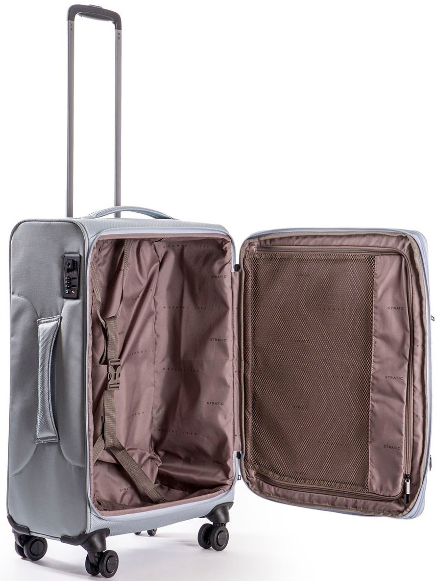 Stratic Weichgepäck-Trolley »Mix M, steel«, 4 Rollen, Reisekoffer Reisegepäck Aufgabegepäck TSA-Zahlenschloss