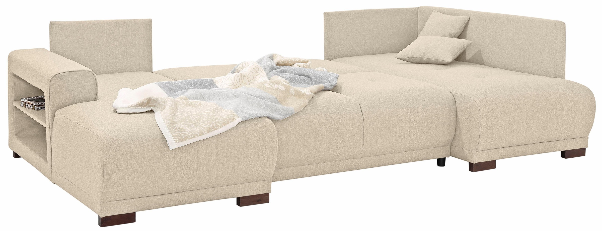 Home affaire Wohnlandschaft »Viborg U-Form«, mit Regal in der Armlehne, wahlweise mit Bettfunktion