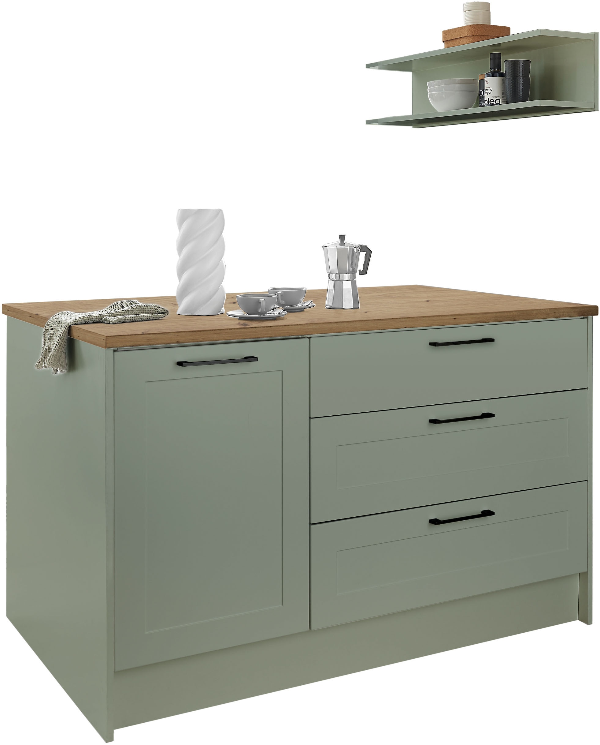 BASIC by Balculina Kücheninsel »Marsi«, Breite 145 cm, Türen und Schubkästen Sofclose, beidseitig nutzbar