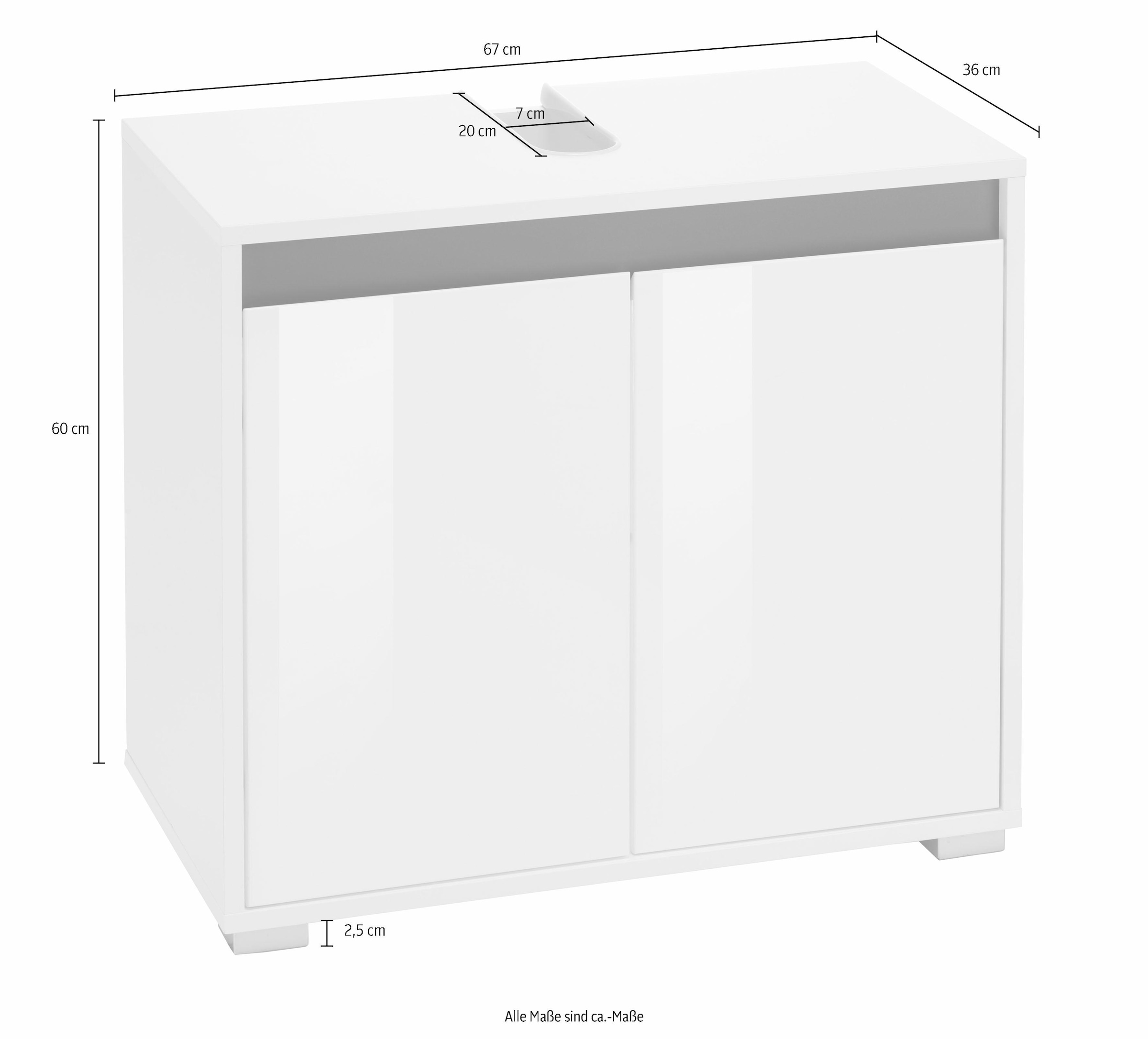 welltime Waschbeckenunterschrank »Siena«, Waschtisch mit einem Fach und Wechselblende - Maße (B/T/H) 67/37/60 cm