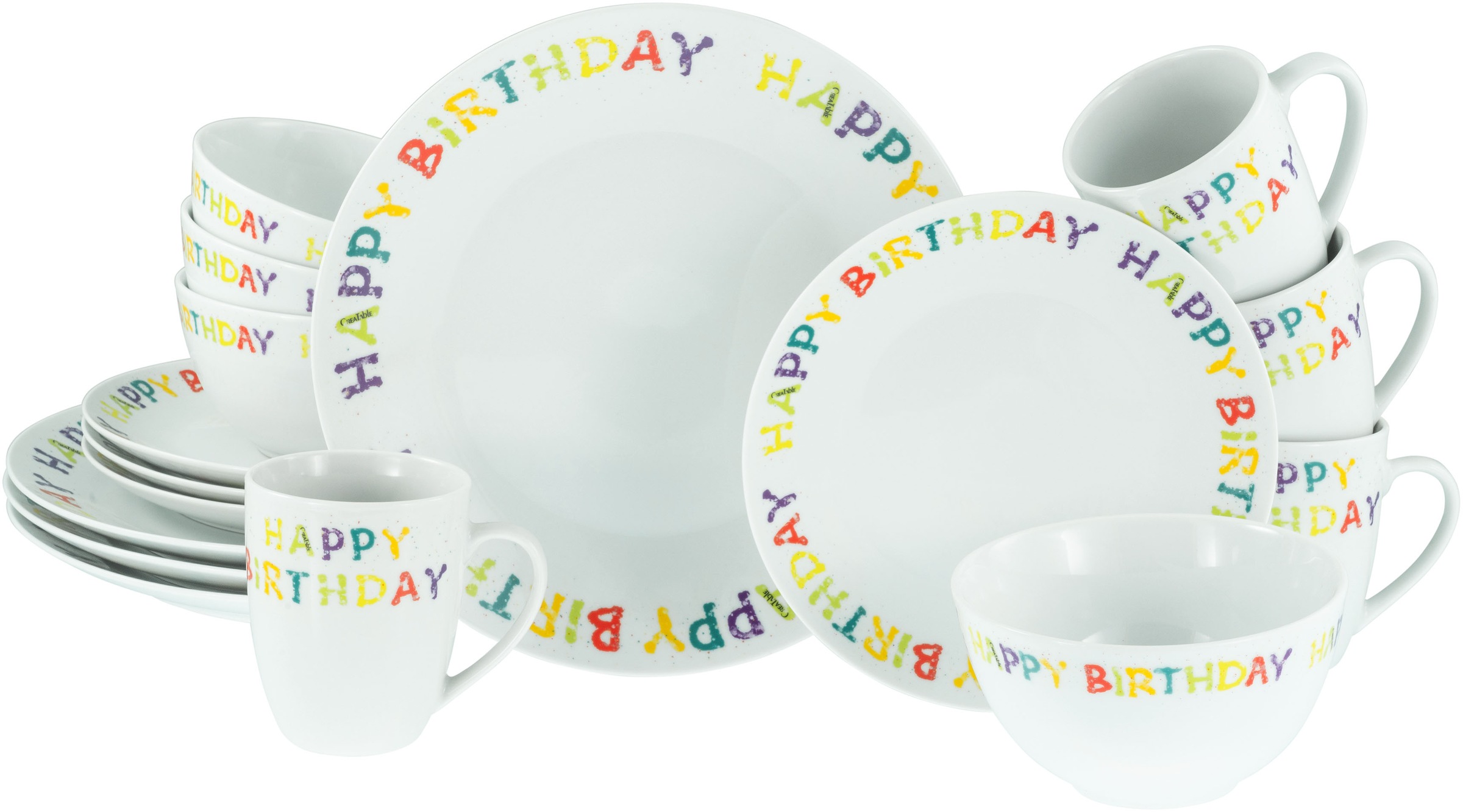 CreaTable Kombiservice »Happy Birthday, Kombi-Service 16-tlg.«, (Set, 16 tl günstig online kaufen