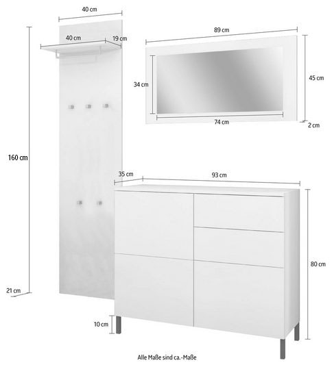 borchardt Möbel Garderoben-Set »Haama«, (3 St.)