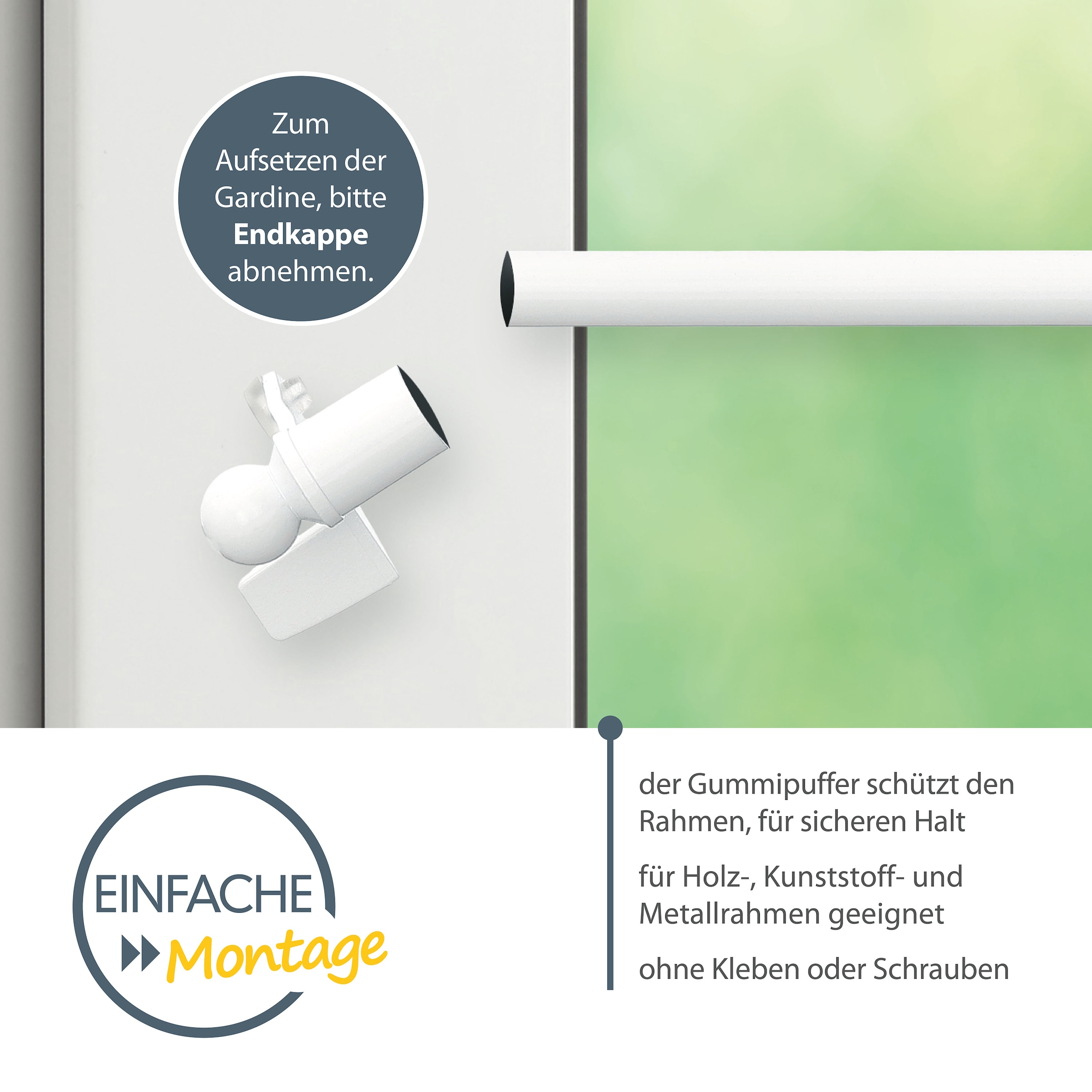 Good Life Scheibenstange »FINA«, 1 läufig-läufig, ausdrehbar, Klemmfix - ohne bohren, ausziehbar