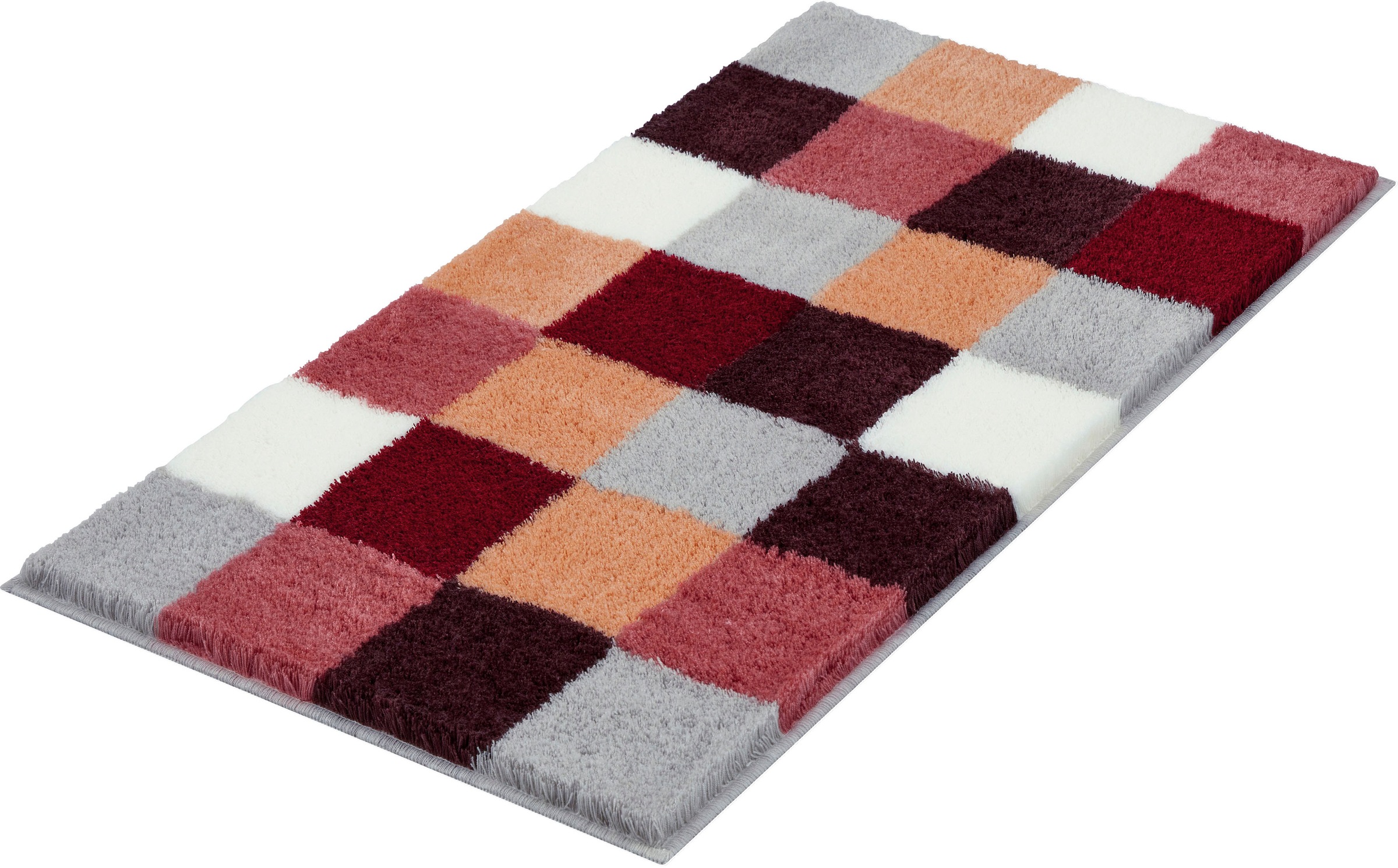Kleine Wolke Badematte »Caro«, rutschhemmend beschichtet, fußbodenheizungsgeeignet, Badteppich, modernes Karo-Muster, Pastell-Farben, waschbar