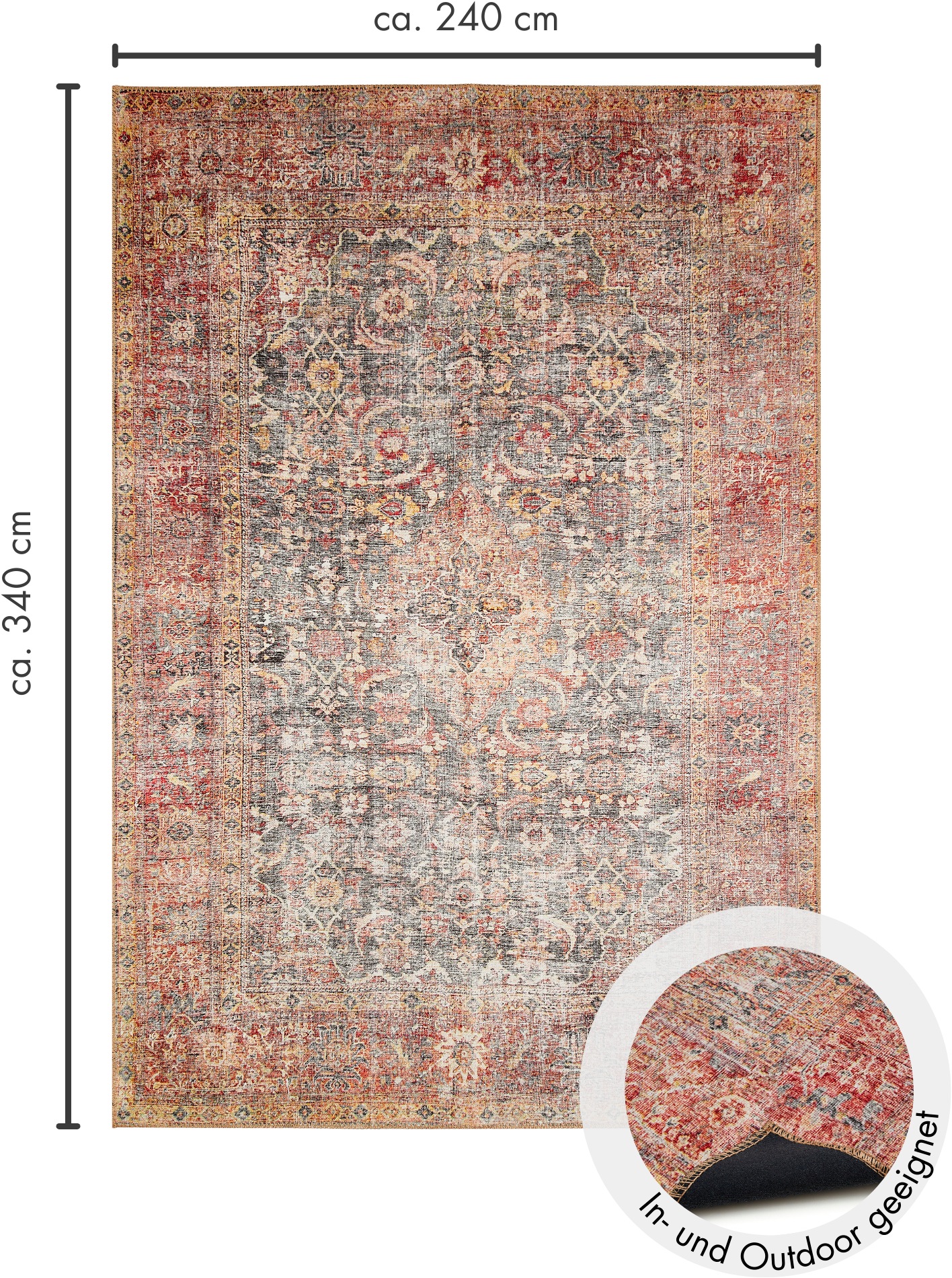 LUXOR living Teppich »Lago«, rechteckig, 6 mm Höhe, faltbarer Teppich, modernes Design, waschbar, In- und Outdoor geeignet