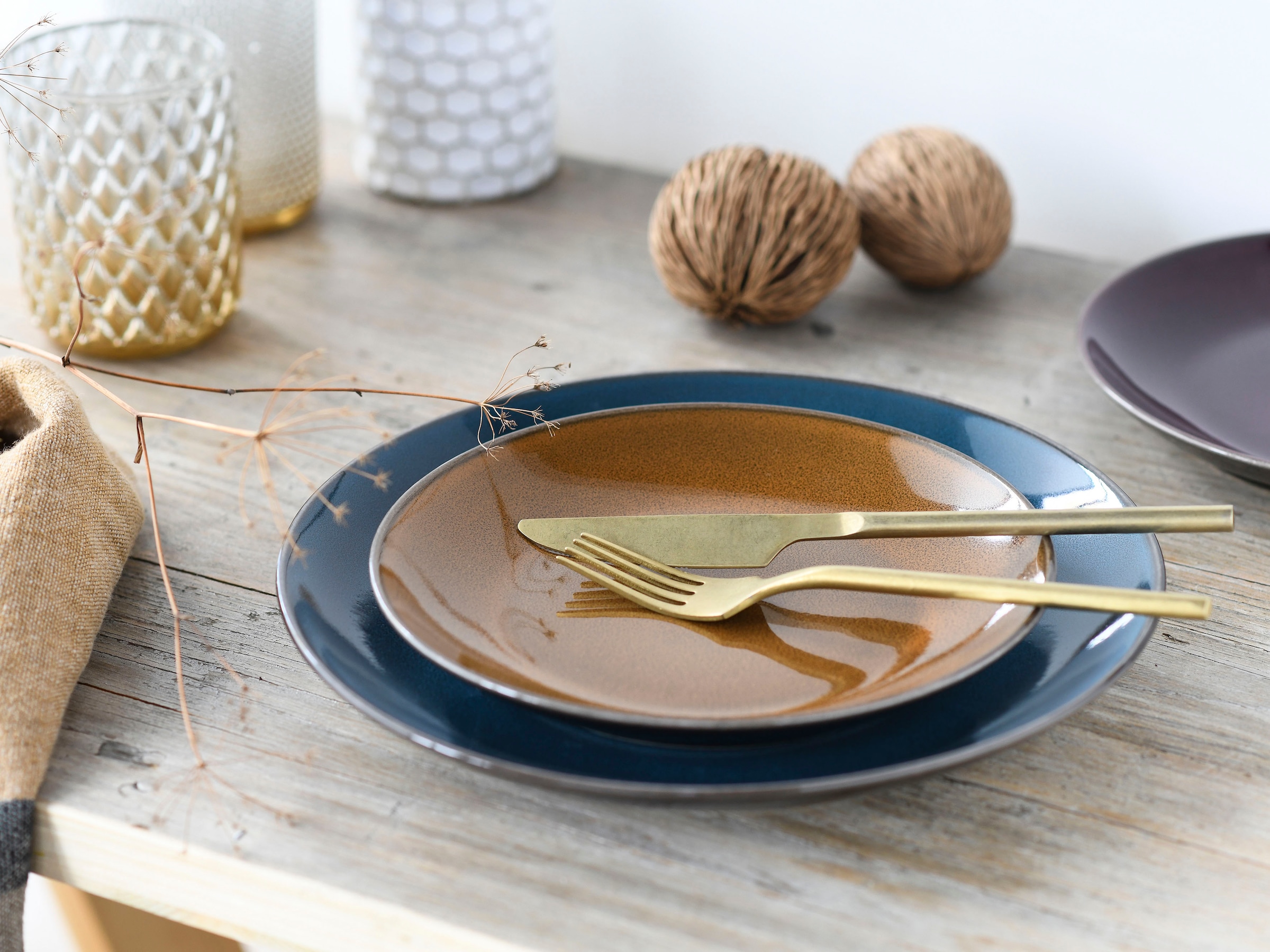CreaTable Tafelservice »Geschirr-Set Marrakesch«, (Set, 12 tlg., Teller Set für 4 Personen), Service, mit Vintage Aussenrand, 12 Teile, für 4 Personen
