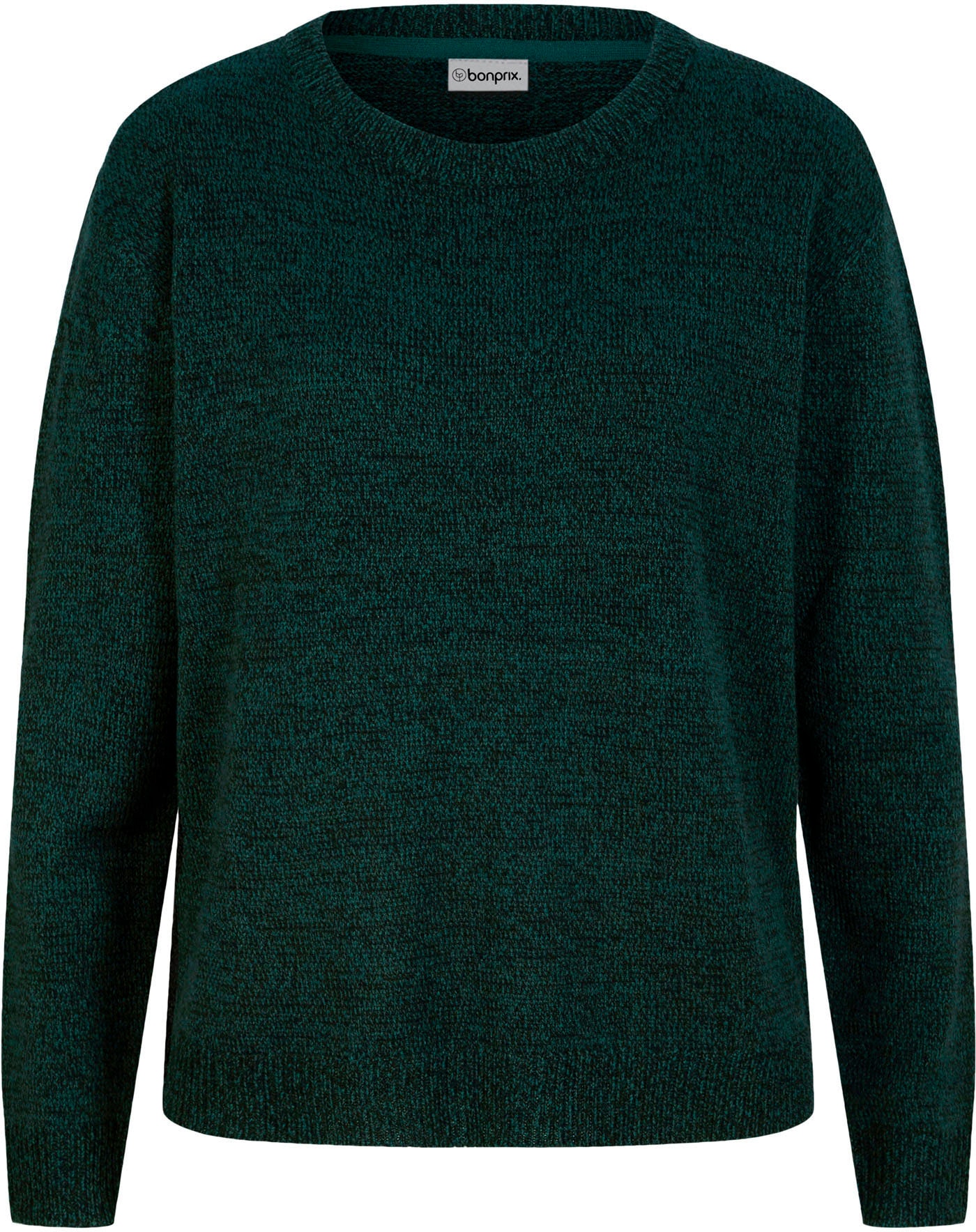 bonprix Strickpullover aus Polyacryl, mit Rundhals-Ausschnitt, melierte Optik