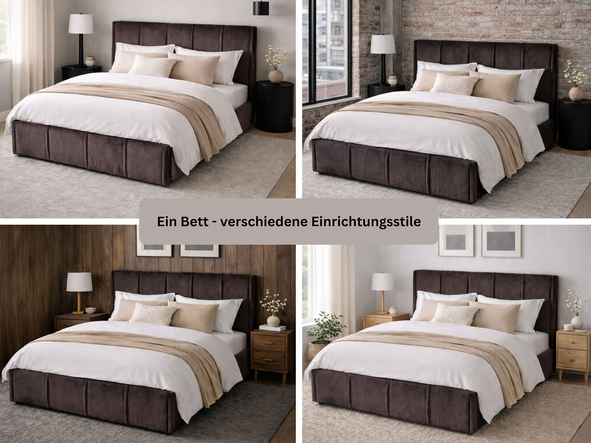 OTTO home Polsterbett »EVELLINA in der Größe 180x200 cm, mit flauschigem Stoff bezogen« wahlweise mit Lattenrost und King-Matratze (28cm)