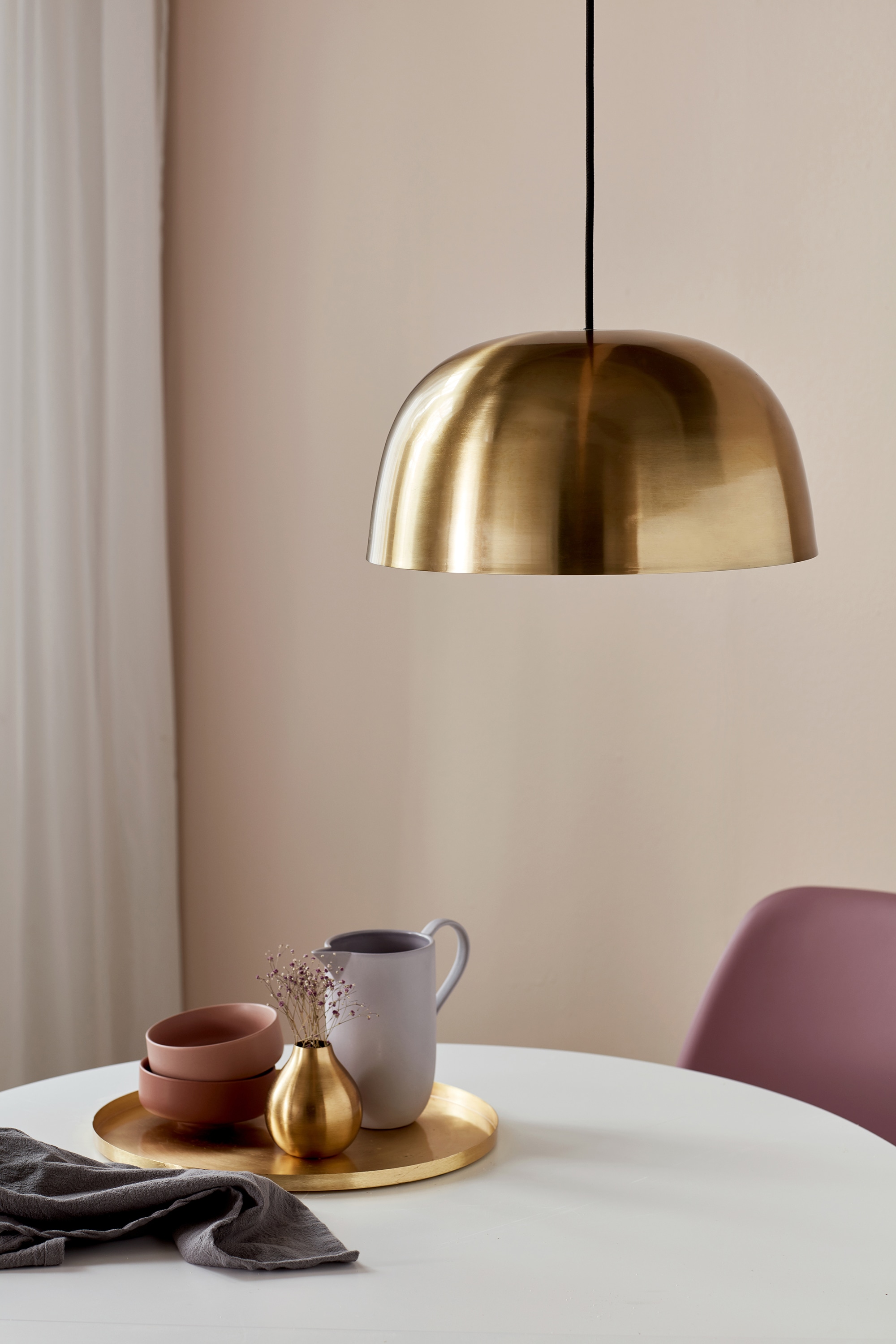 Nordlux Pendelleuchte »CERA«, 1 flammig, Leuchtmittel E27 | ohne Leuchtmittel, Hängeleuchte, Messing Design, textil Kabel