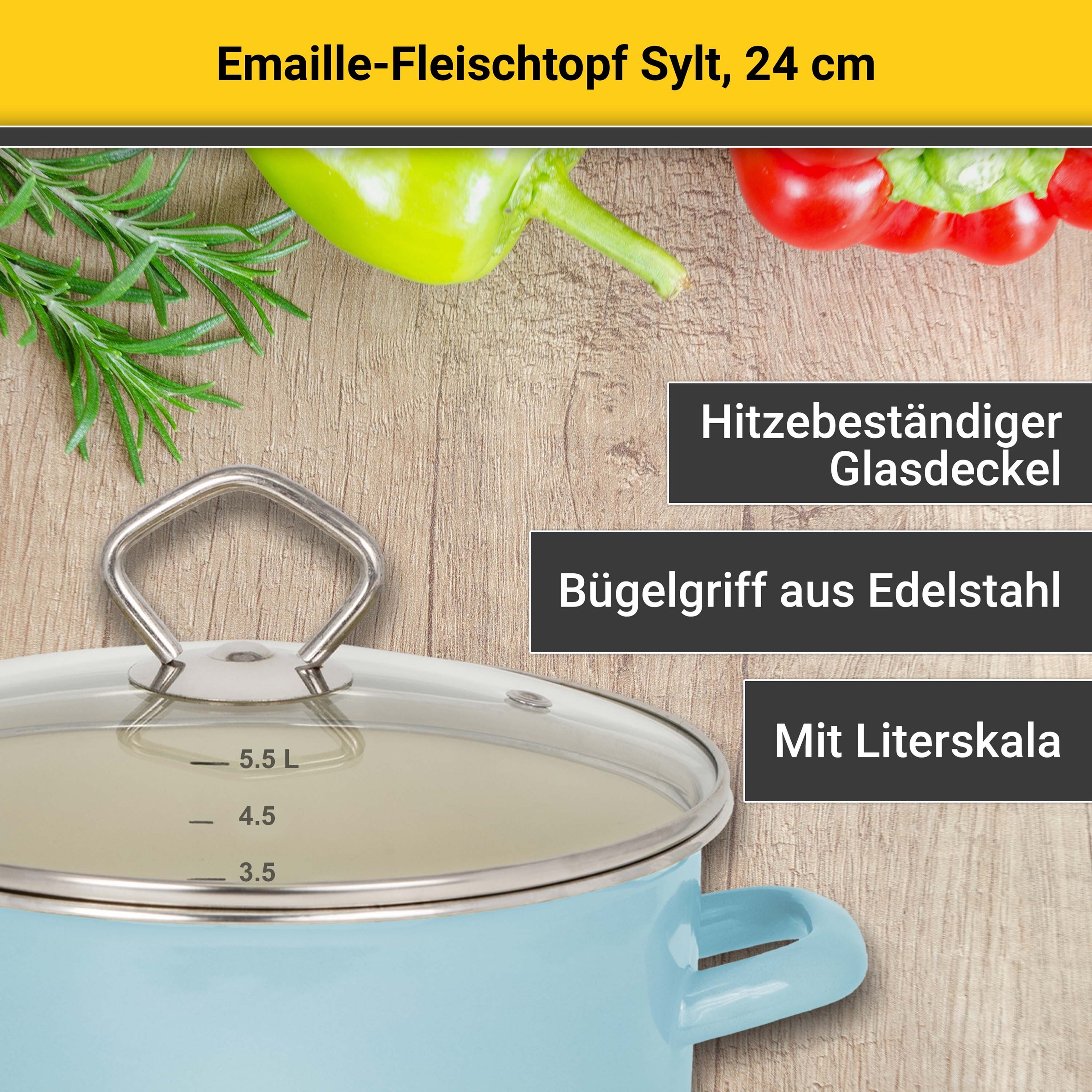 Krüger Fleischtopf »Sylt« Emaille 1 Stk. tlg. Induktion günstig online kaufen