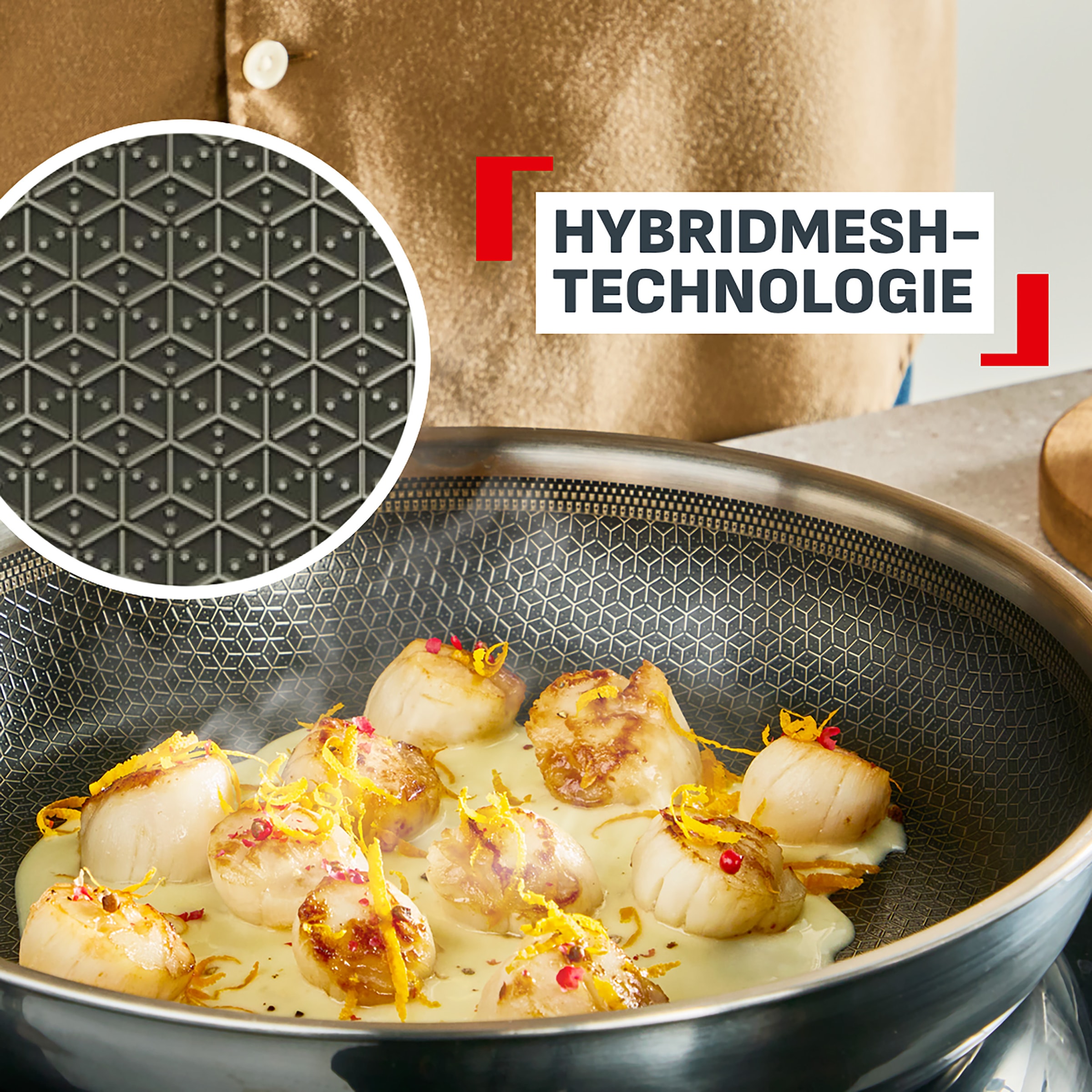 Tefal Bratpfanne »Master Mesh« Edelstahl 1 tlg. HybridMesh-Technologie, mineralische Oberfläche, induktionsgeeignet